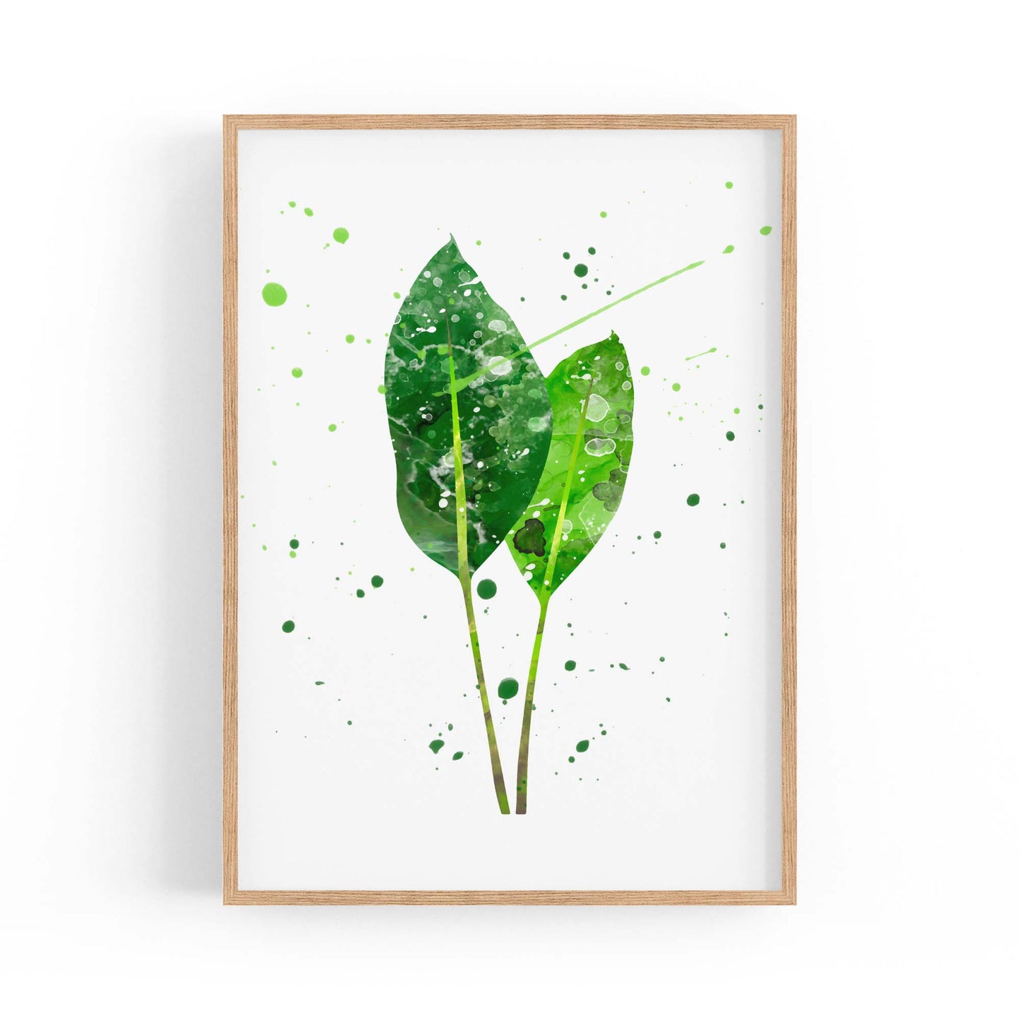 Green Leaf Nature Minimal Painting Wall Art - The Affordable Art Company