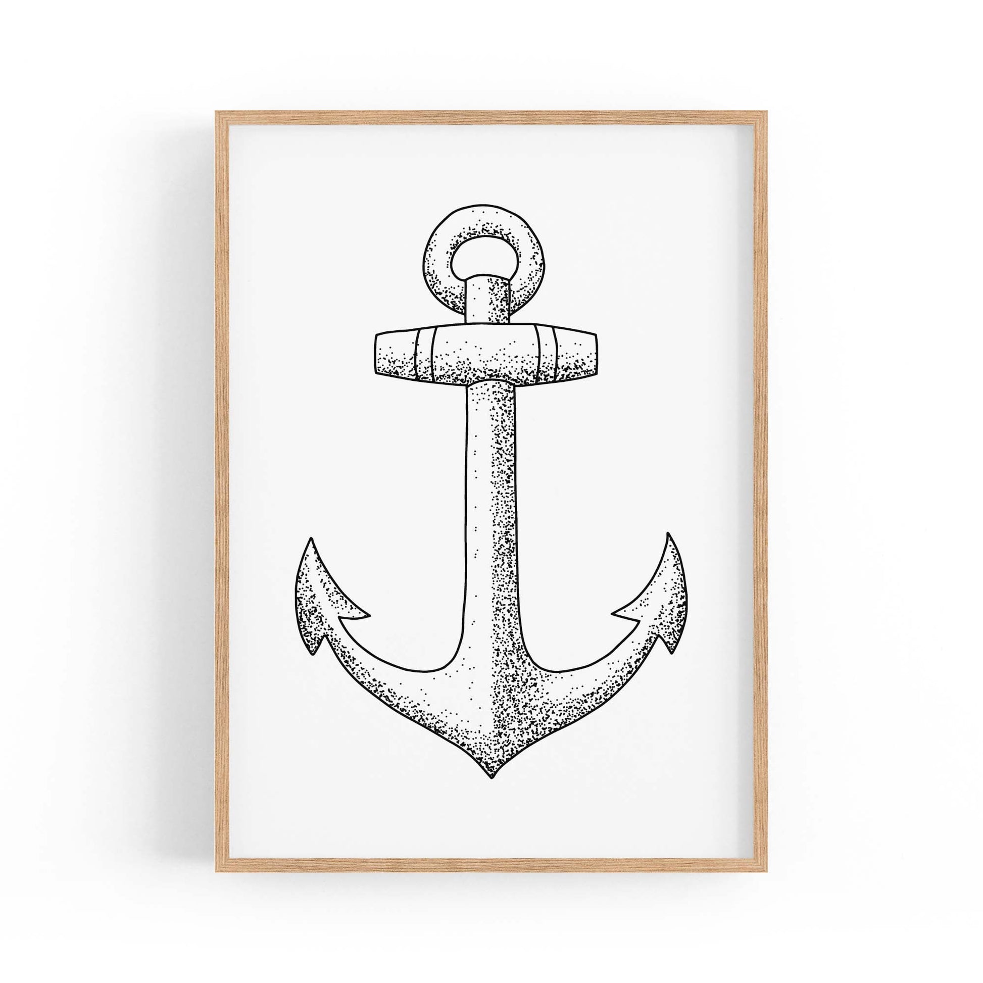 Anchor Drawing Nautical Coastal Bathroom Wall Art #2 - The Affordable Art Company
