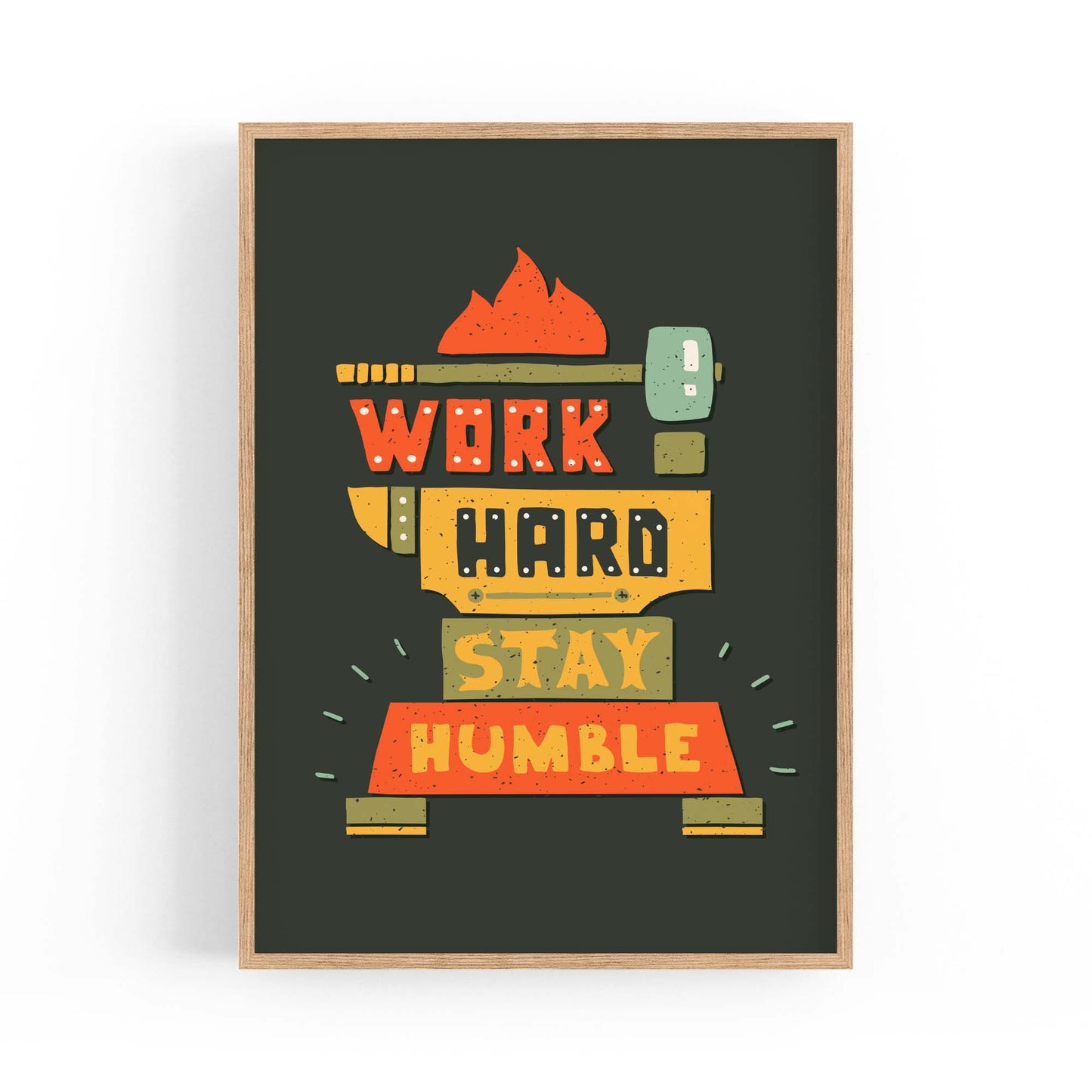 "Work Hard Stay Humble" Office  Quote Wall Art - The Affordable Art Company