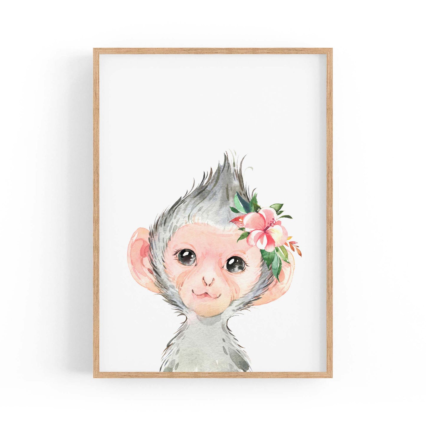 Cute Baby Monkey Nursery Animal Gift Wall Art - The Affordable Art Company