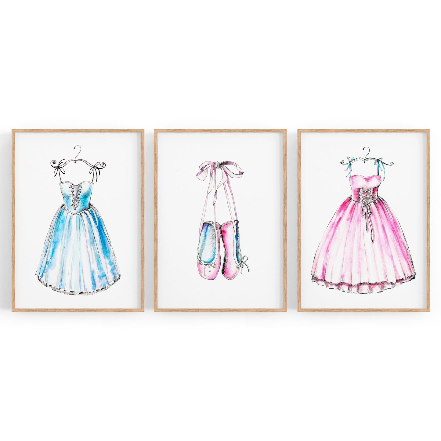 Set of Cute Ballerina Girls Bedroom Ballet Wall Art - The Affordable Art Company