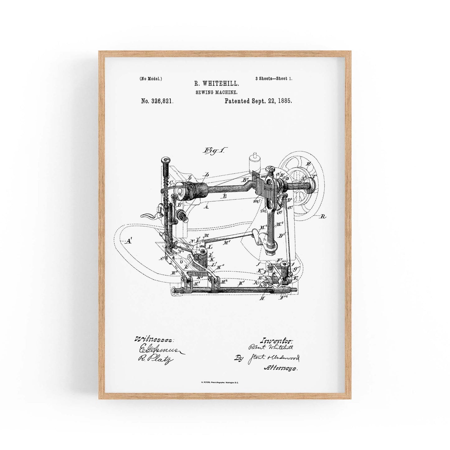 Vintage Sewing Machine Patent Wall Art #2 - The Affordable Art Company