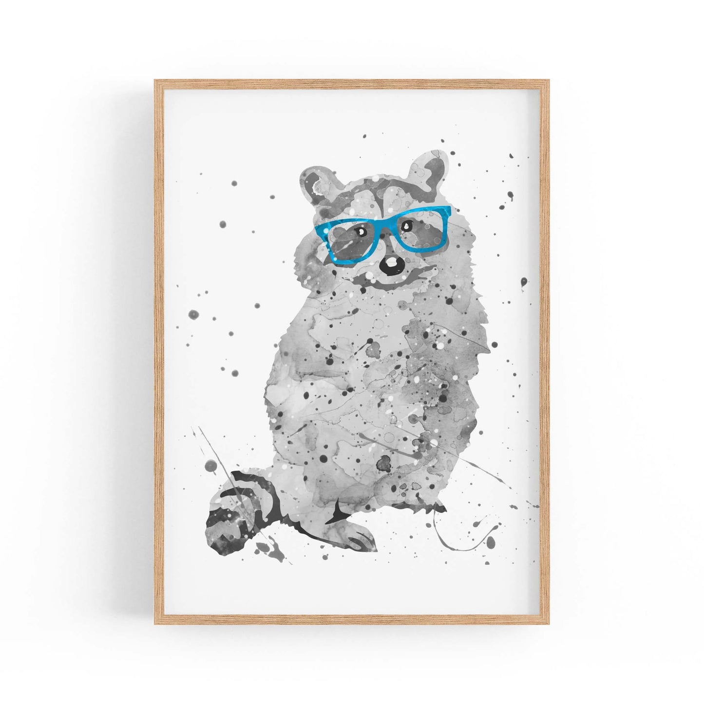 Raccoon Nursery Cartoon Cute Baby Wall Art - The Affordable Art Company