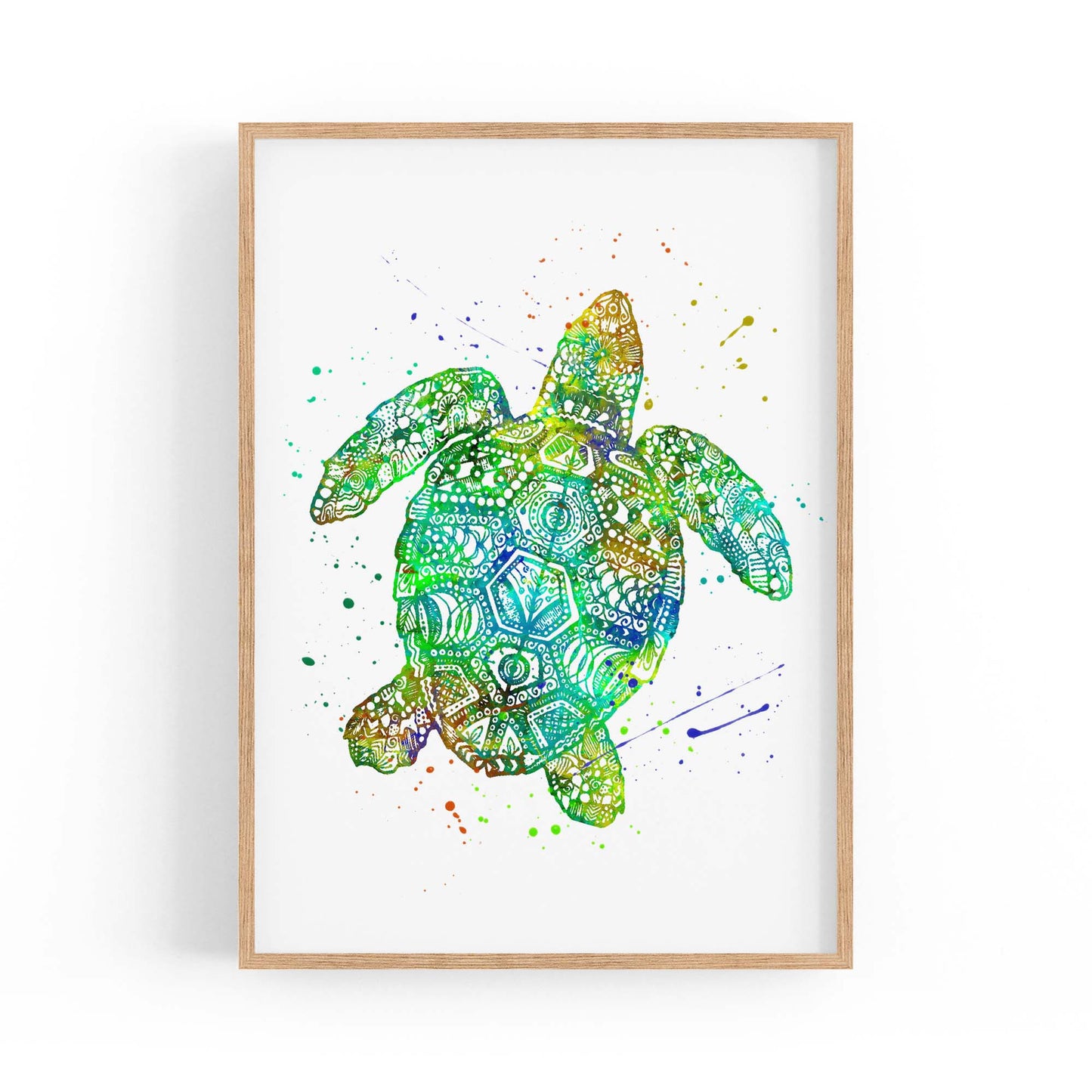 Green Sea Turtle Mandala Animal Wall Art - The Affordable Art Company