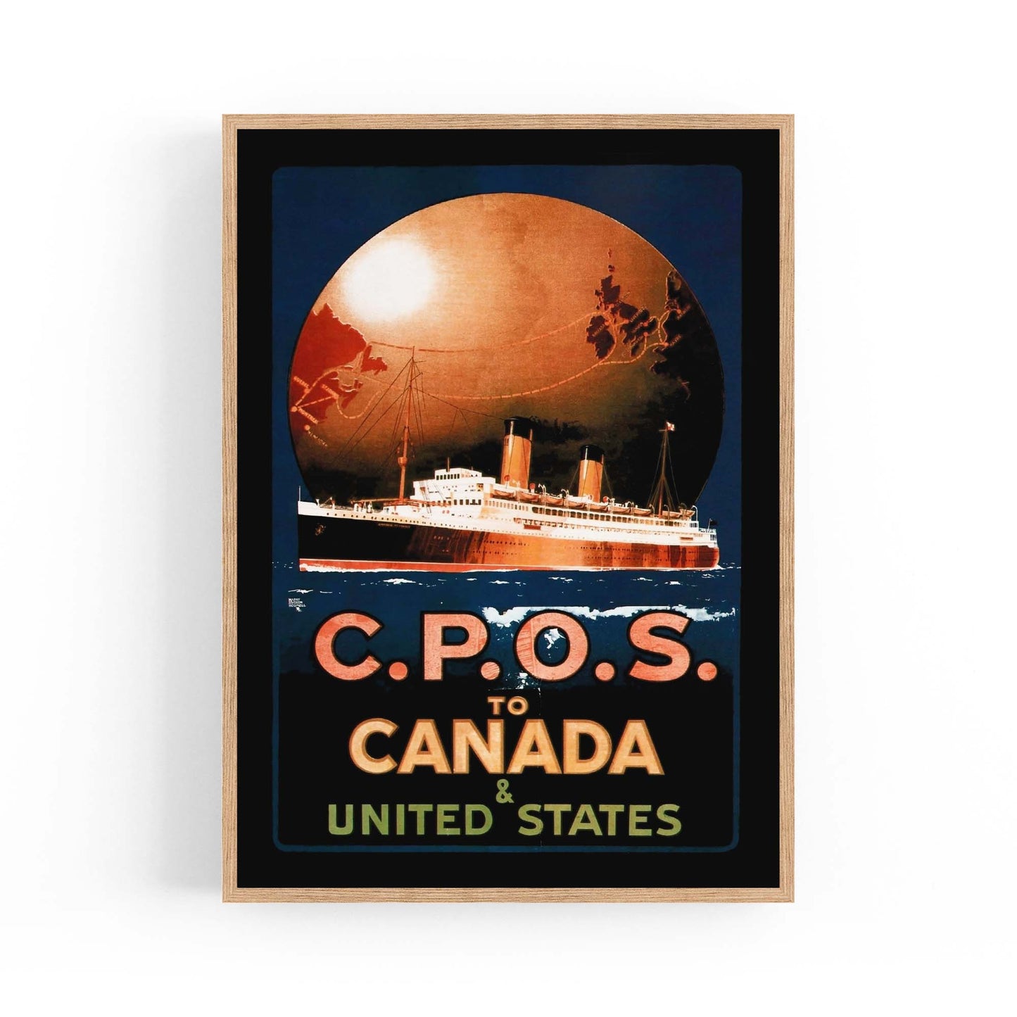 CPOS to Canada Vintage Shipping Advert Wall Art - The Affordable Art Company