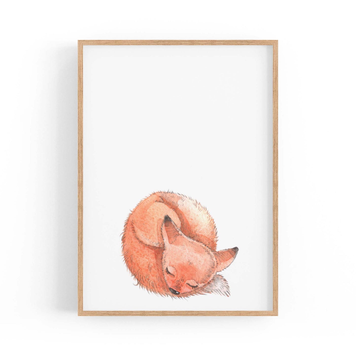 Cute Sleeping Fox Cartoon Animal Nursery Wall Art - The Affordable Art Company