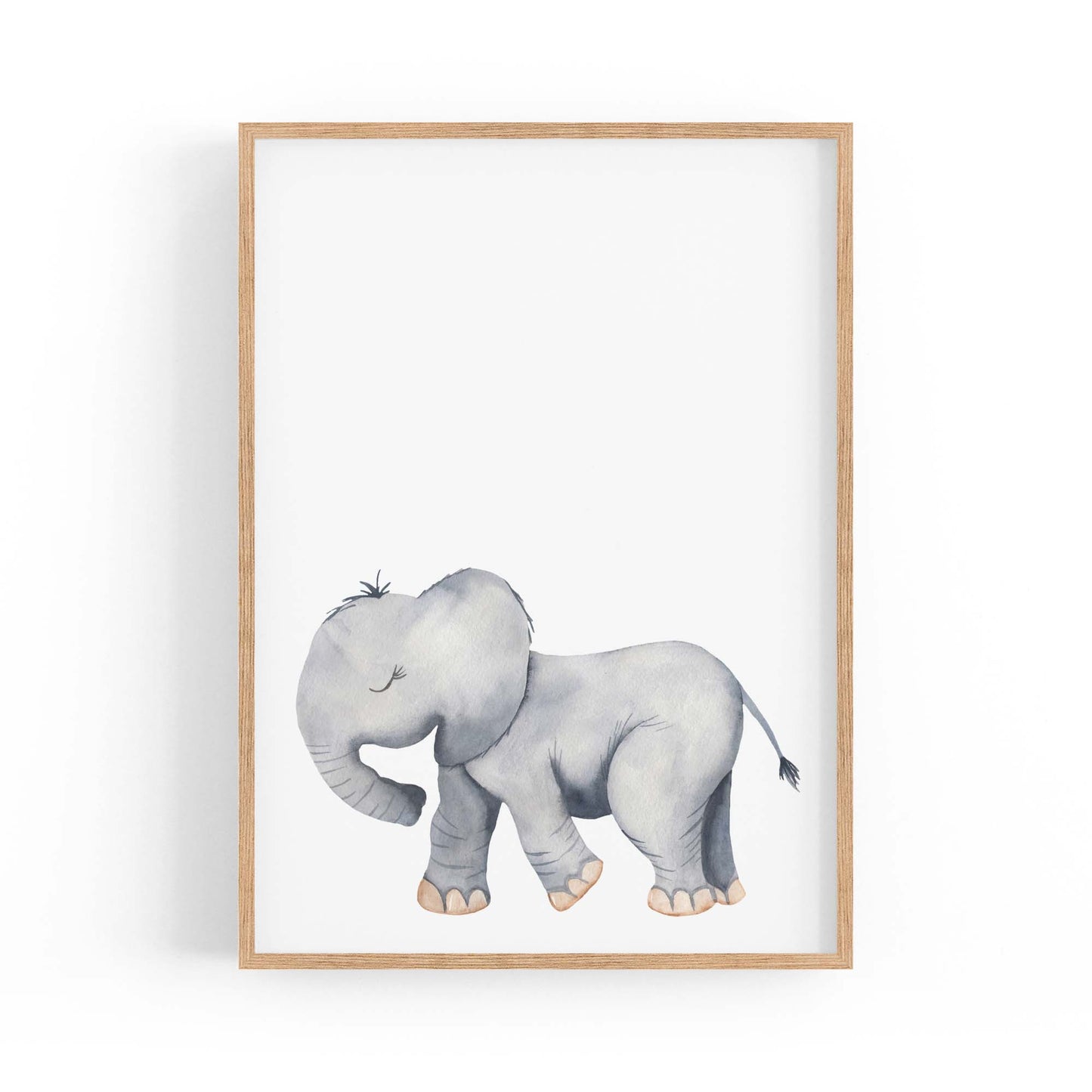 Cartoon Elephant Cute Nursery Baby Animal Wall Art #2 - The Affordable Art Company