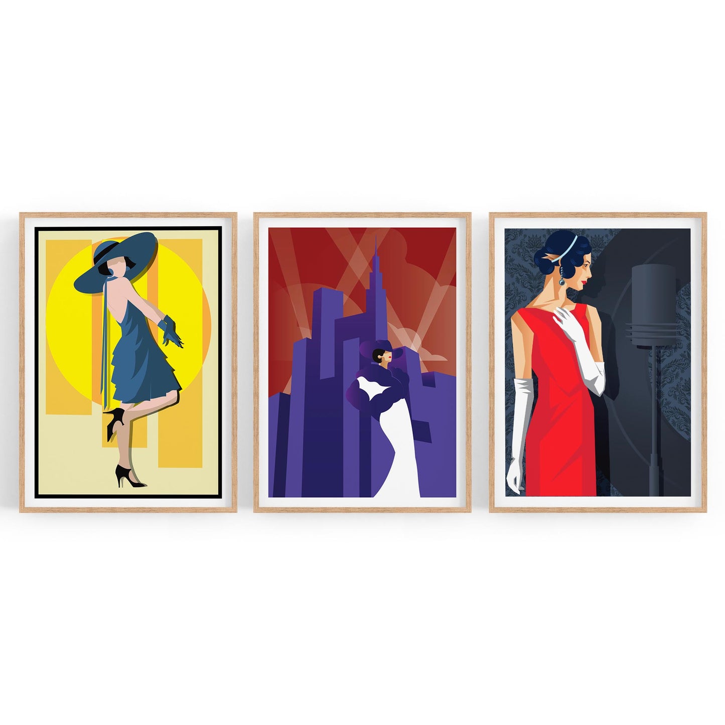 Set of Art Deco Fashion Girls Bedroom Wall Art - The Affordable Art Company