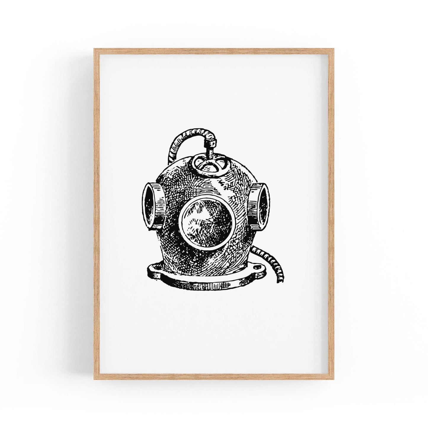 Diving Helmet Drawing Nautical Coastal Wall Art #2 - The Affordable Art Company