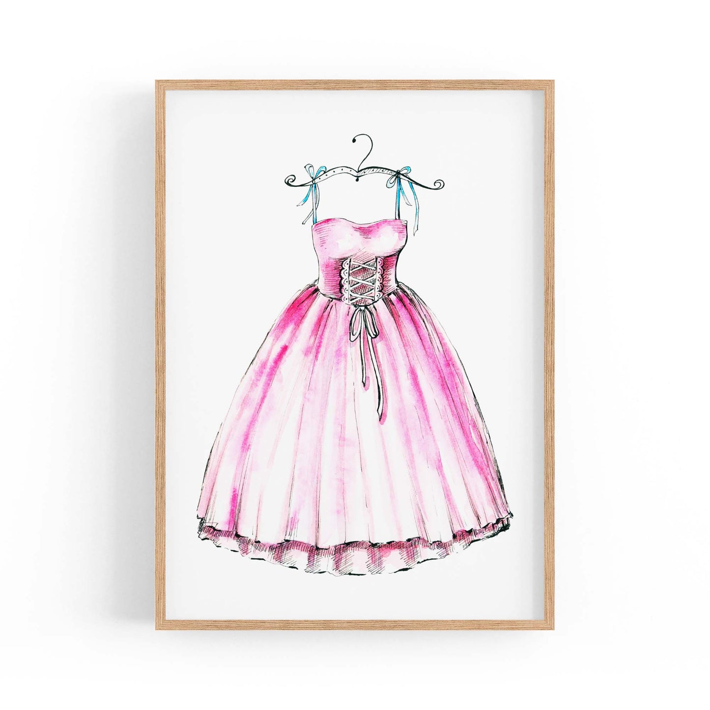 Pink Ballet Dress Girls Bedroom Ballerina Wall Art - The Affordable Art Company