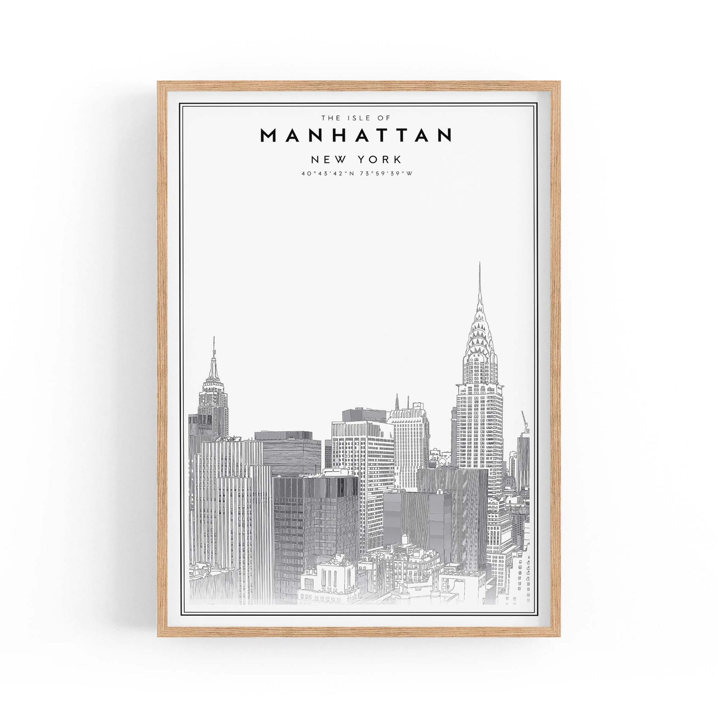 Minimal Manhattan Skyline New York Wall Art - The Affordable Art Company