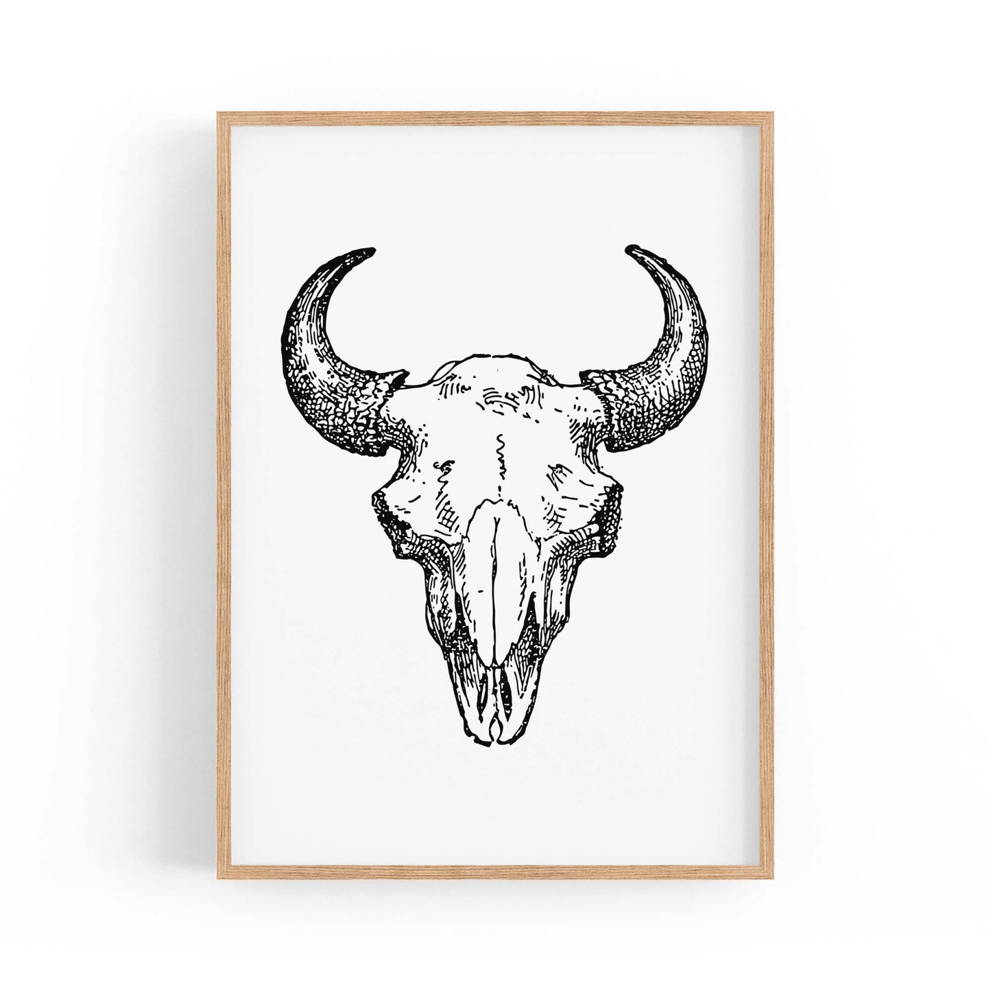 Minimal Bison Skull Man Cave Artwork Wall Art - The Affordable Art Company