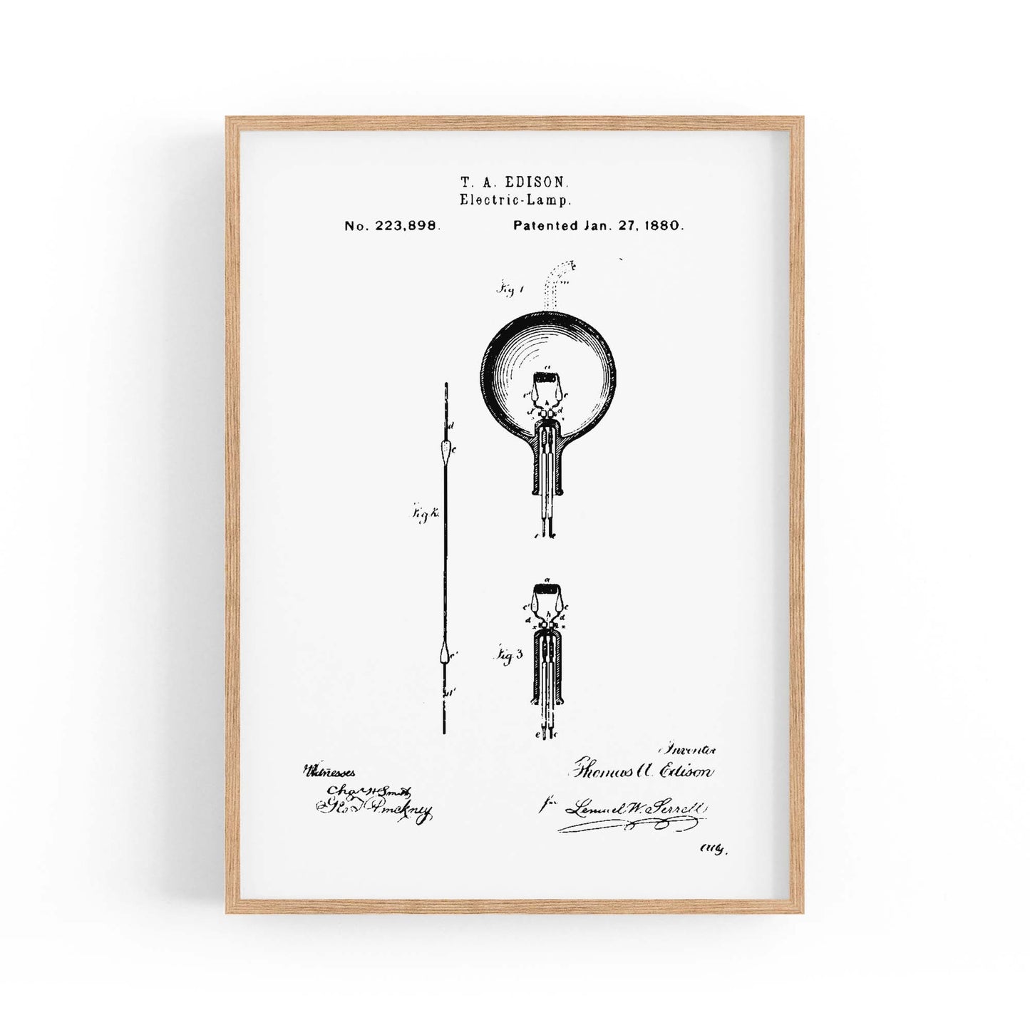 Vintage Edison Light Bulb Patent Wall Art #2 - The Affordable Art Company