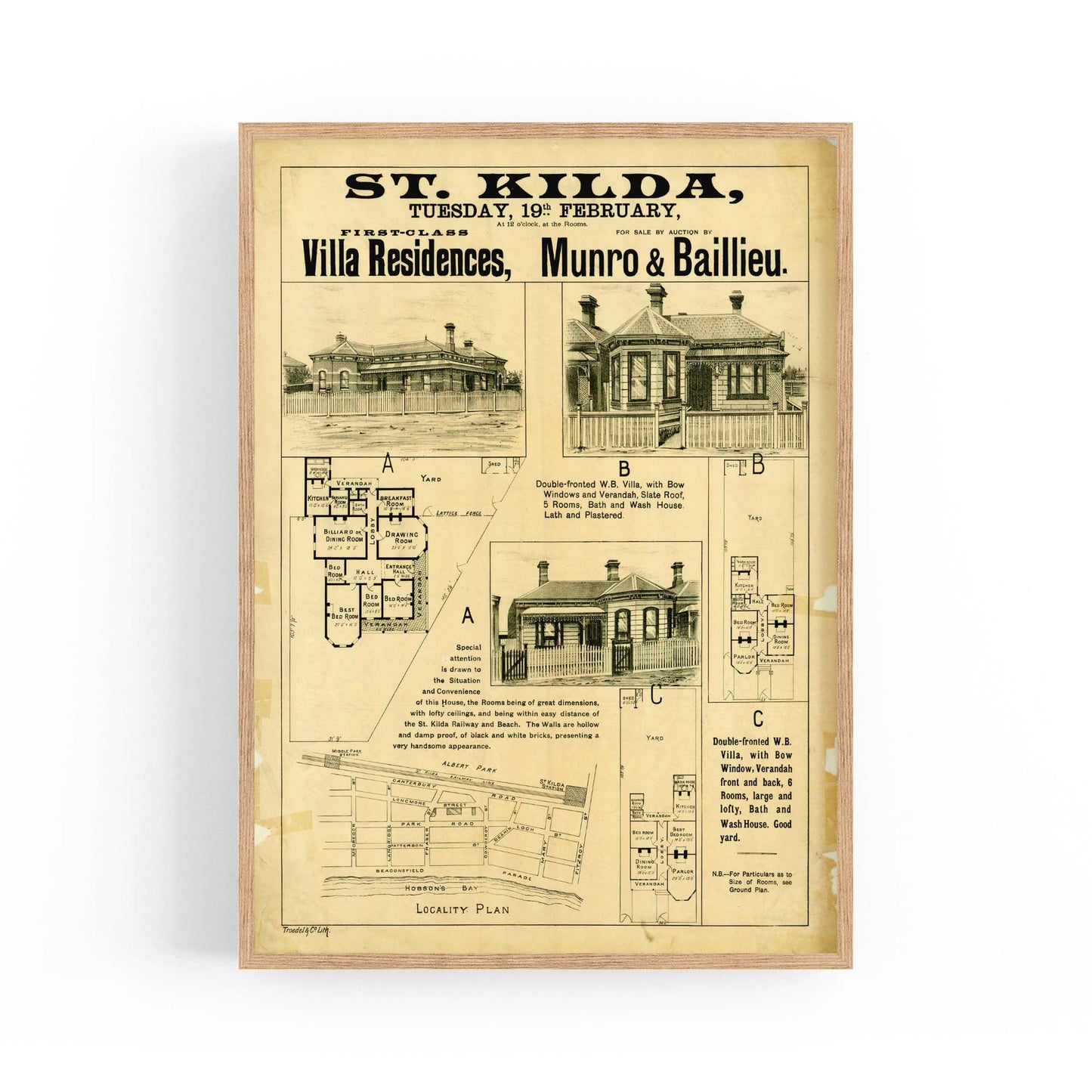 St Kilda Melbourne Vintage Real Estate Advert Art - The Affordable Art Company