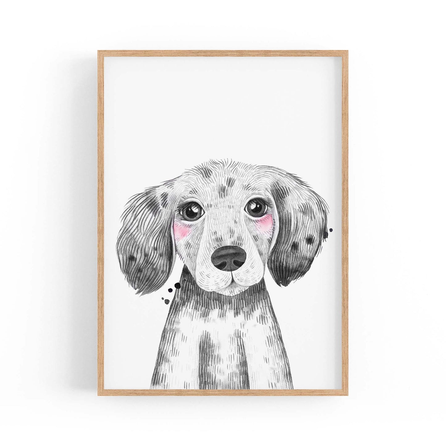 Cute Blushing Baby Puppy Dog Nursery Animal Art - The Affordable Art Company