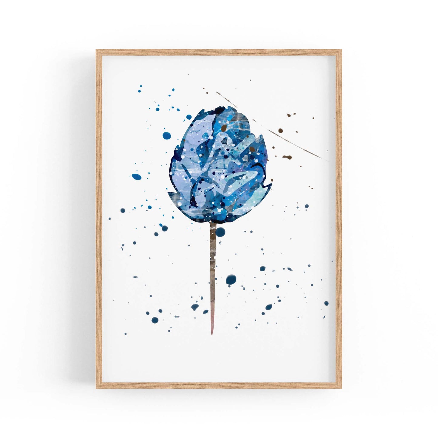 Scandi Blue Flower Design Minimal Kitchen Wall Art #2 - The Affordable Art Company