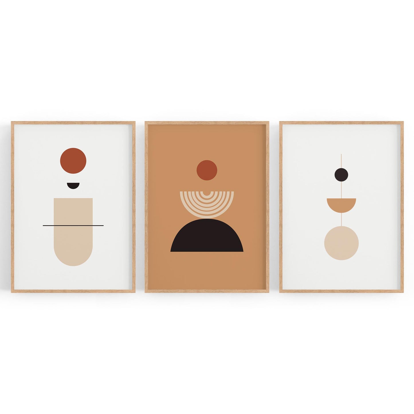 Set of Abstract Shape Retro Minimal Modern Art #1 - The Affordable Art Company