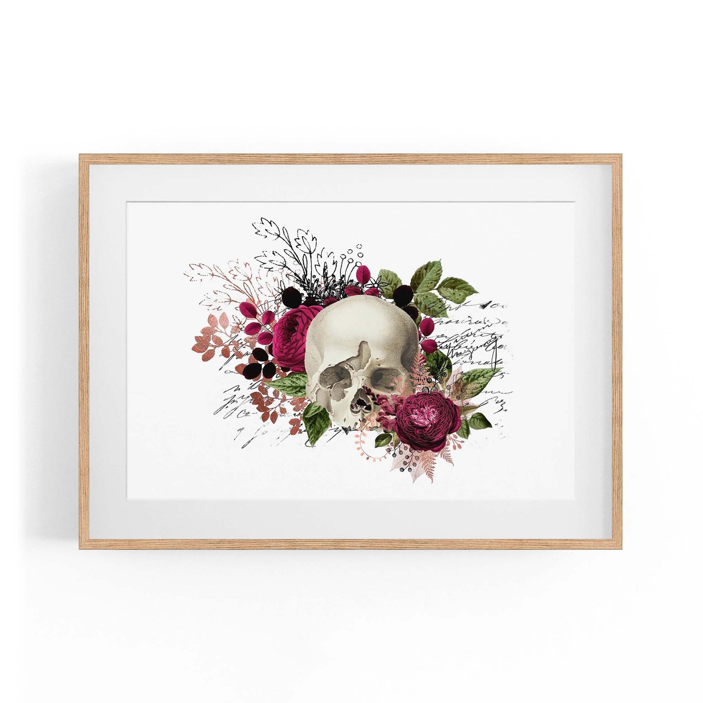 Purple Floral Skull Fashion Girls Bedroom Wall Art #1 - The Affordable Art Company