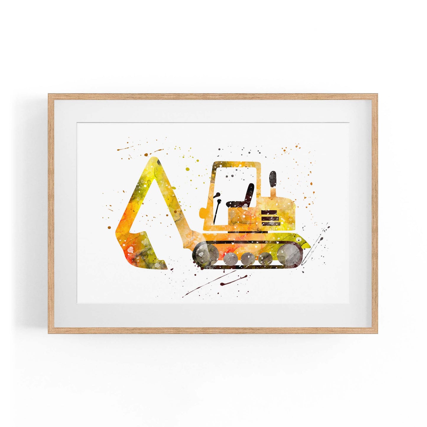 Yellow Digger Boys Bedroom Nursery Toddler Art #2 - The Affordable Art Company