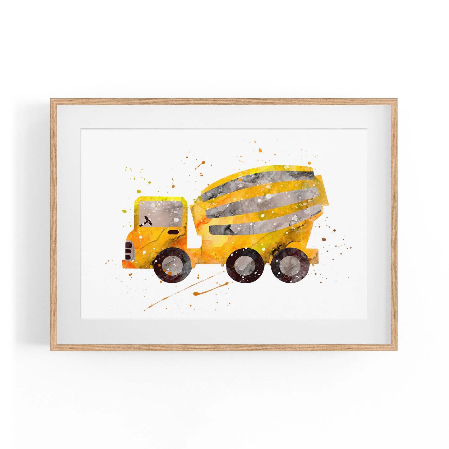 Yellow Mixer Truck Boys Bedroom Nursery Wall Art - The Affordable Art Company