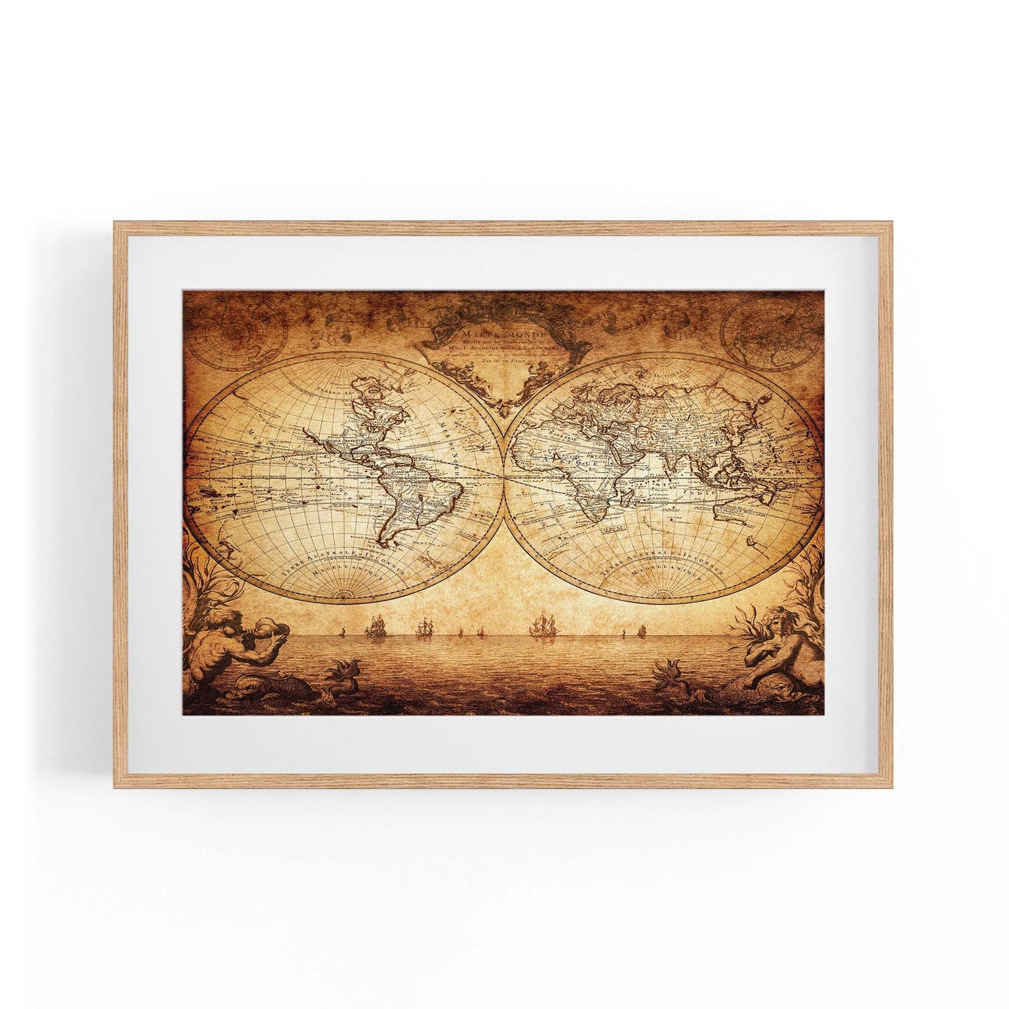 Vintage World Map Old Wall Art #4 - The Affordable Art Company