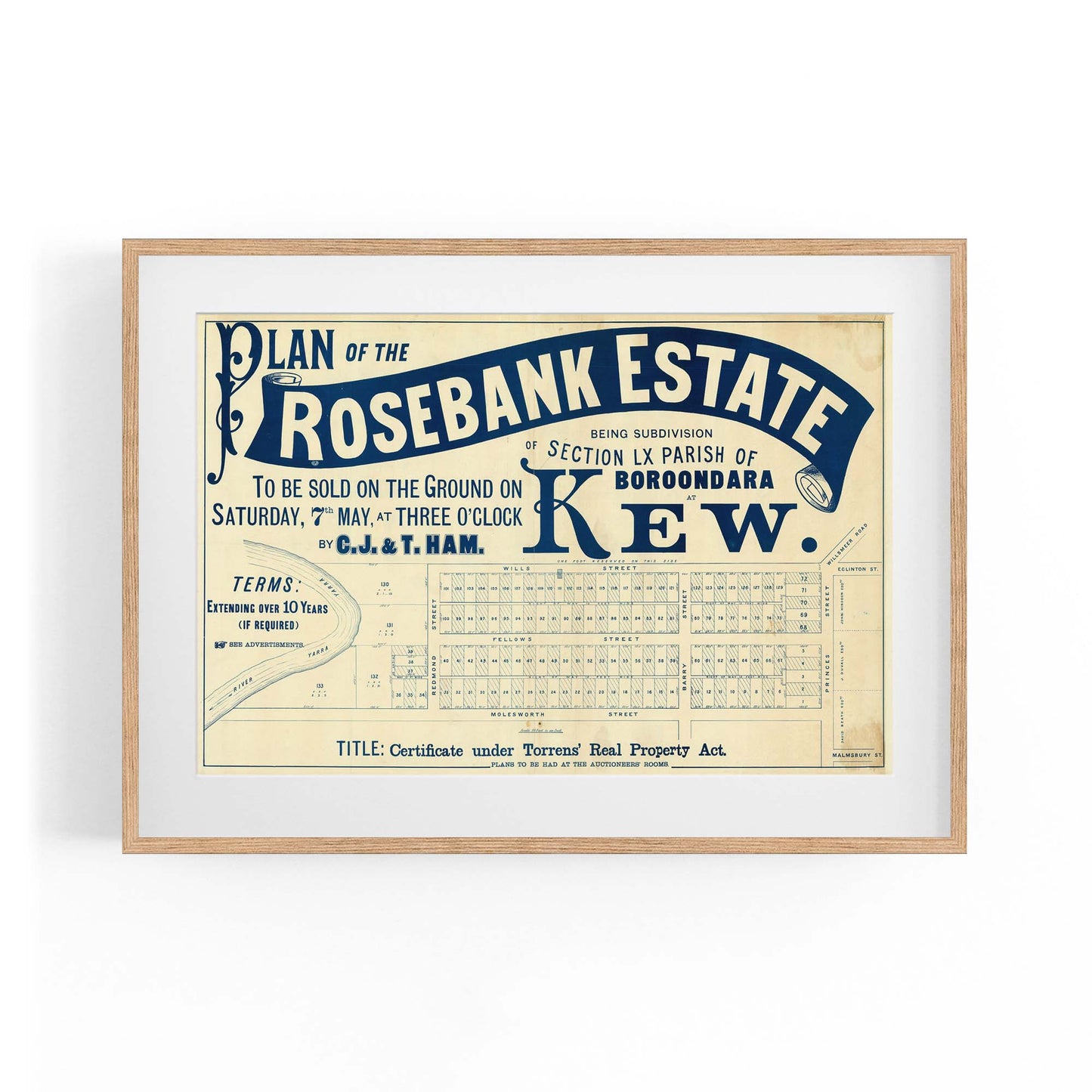 Kew Melbourne Vintage Real Estate Advert Wall Art #1 - The Affordable Art Company