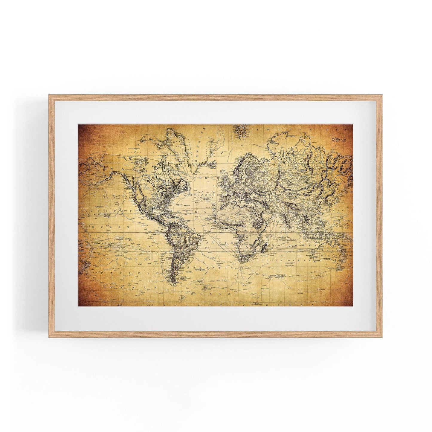 Vintage World Map Old Wall Art #2 - The Affordable Art Company