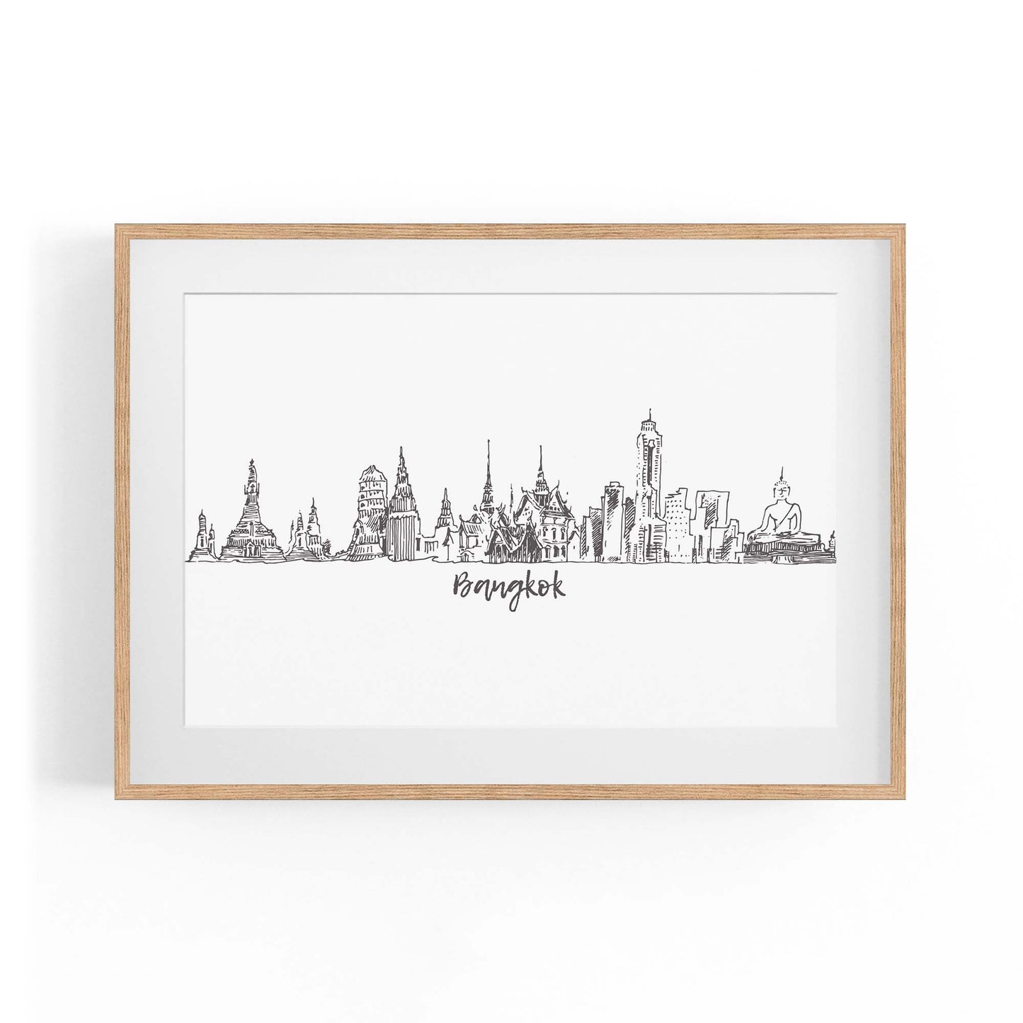 Bangkok Thailand Drawing Minimal Travel Wall Art - The Affordable Art Company