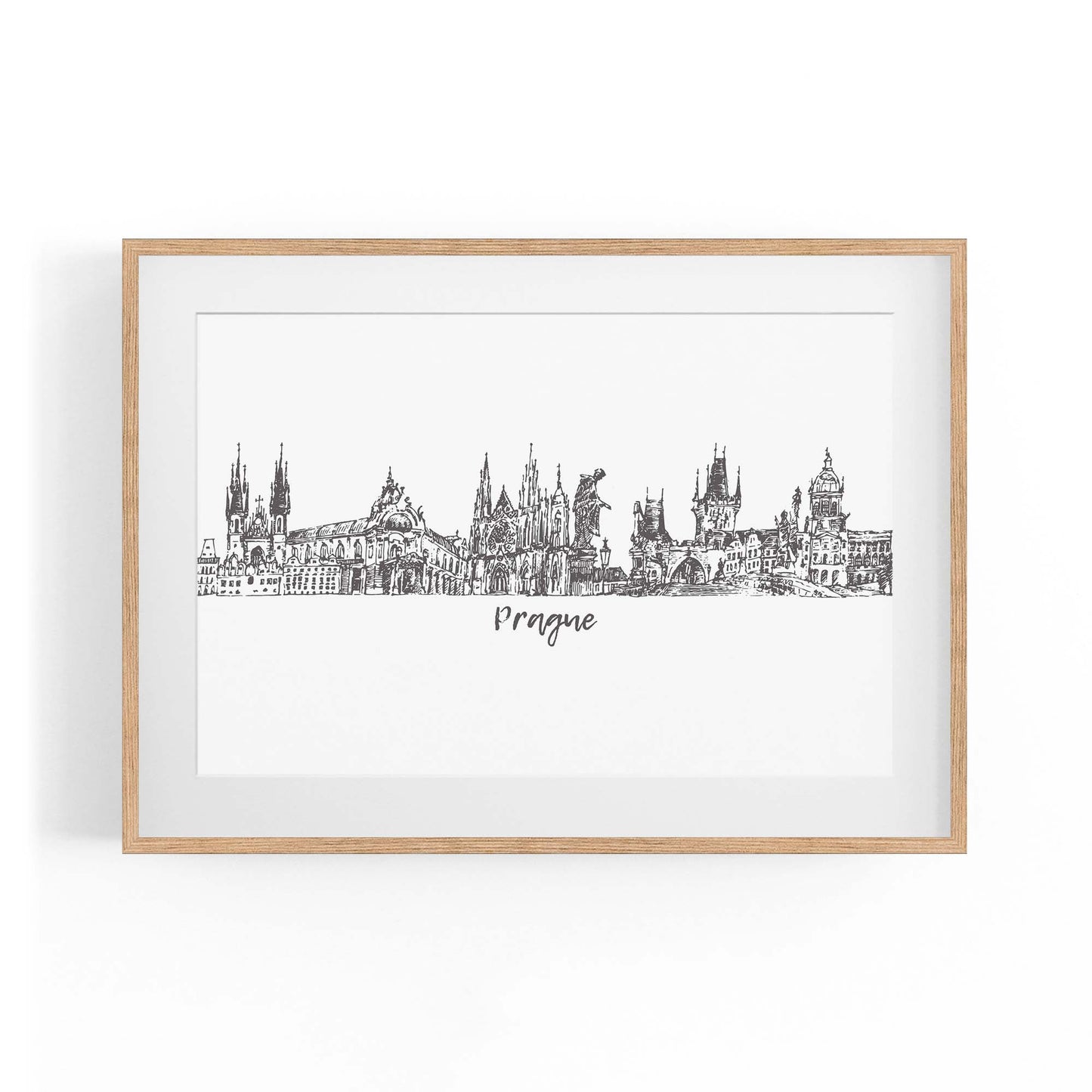 Prague Czech Cityscape Minimal Painting Wall Art #3 - The Affordable Art Company
