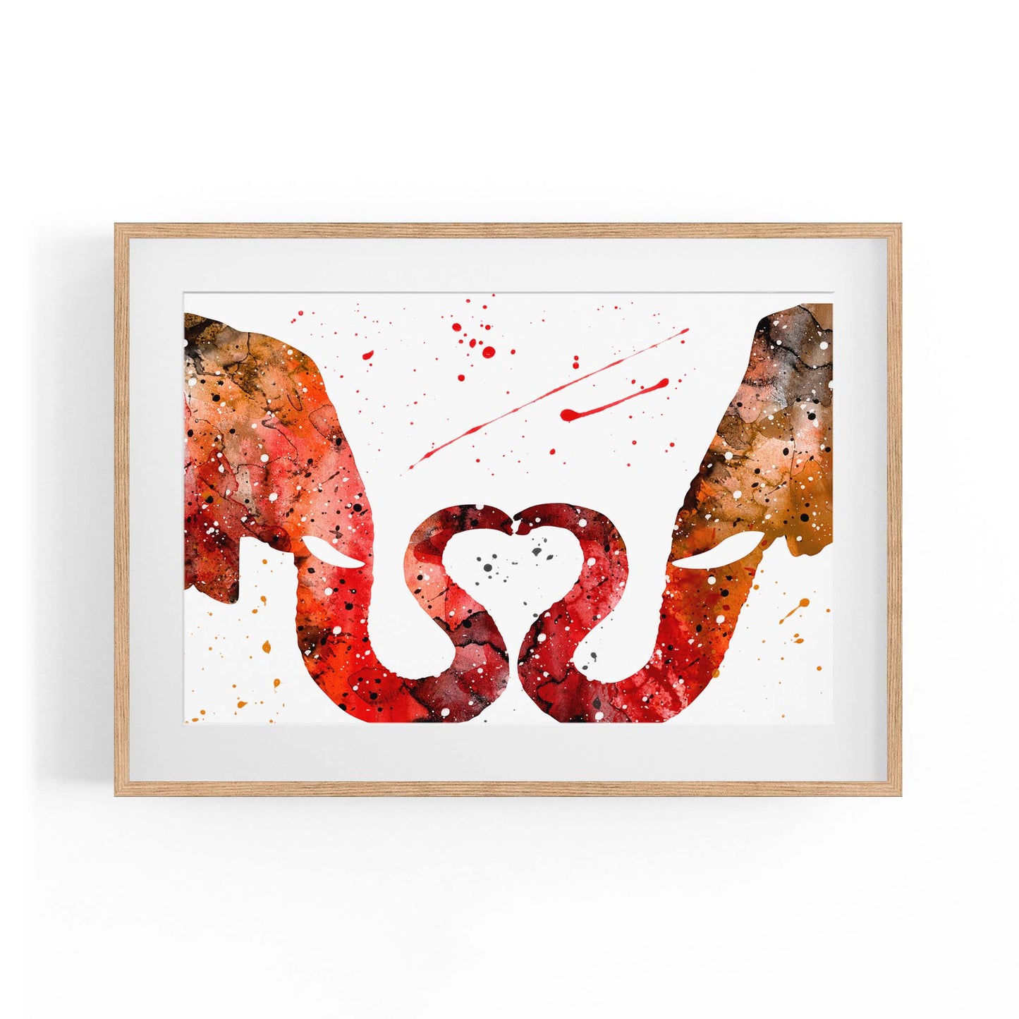 Couple Elephant Romantic Animal Wall Art #1 - The Affordable Art Company