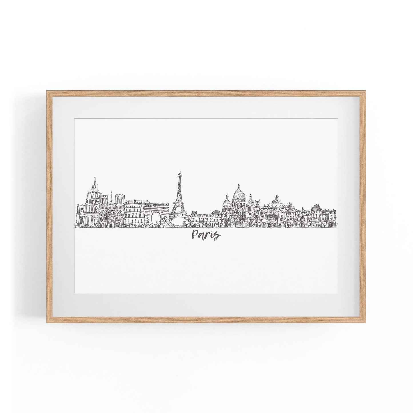Paris Skyline Drawing Minimal Travel Wall Art - The Affordable Art Company