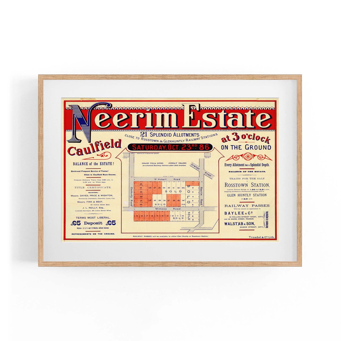 Caulfield Melbourne Vintage Real Estate Advert Art #1 - The Affordable Art Company