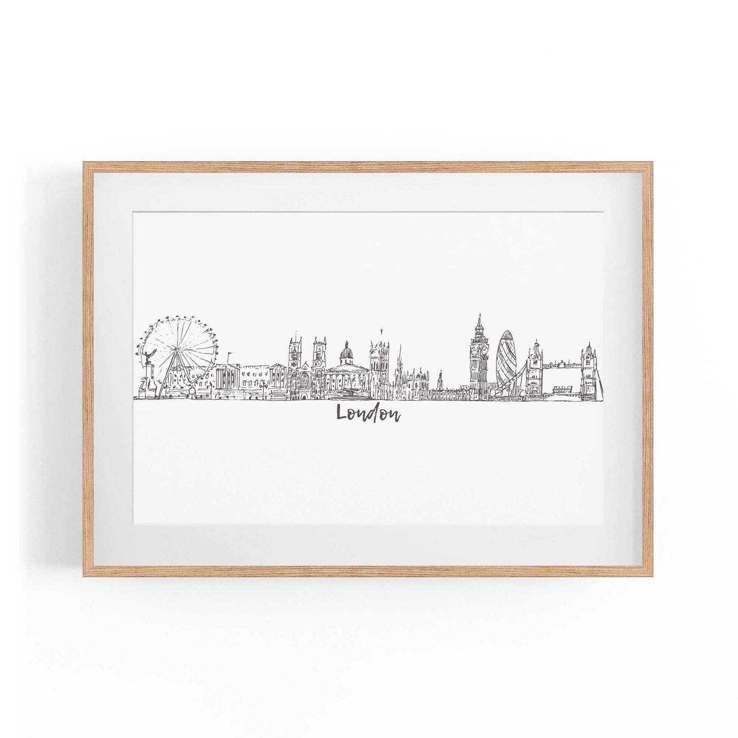 London Drawing Cityscape Travel Minimal Wall Art - The Affordable Art Company