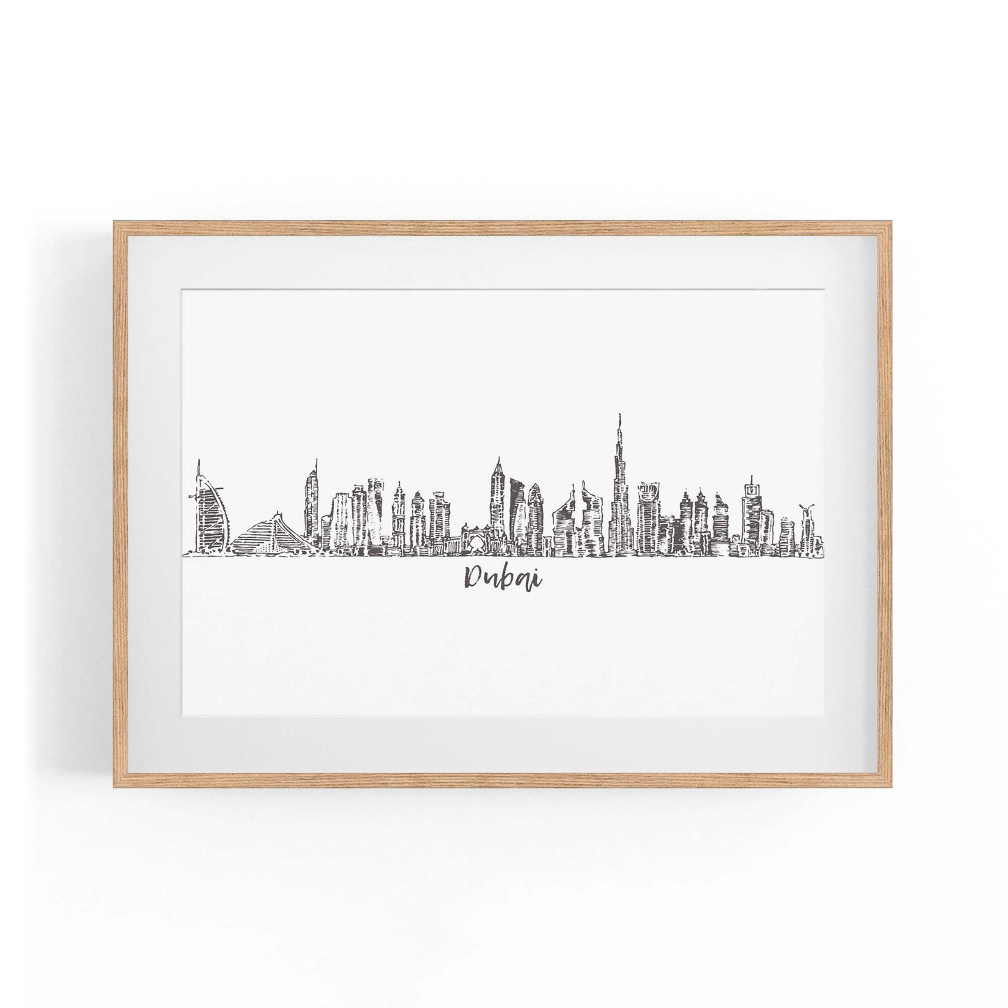 Dubai UAE Cityscape Drawing Minimal Wall Art - The Affordable Art Company