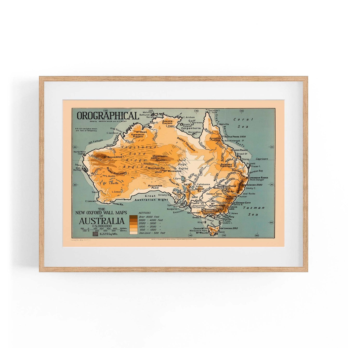 Australian Vintage Map Geographical Wall Art - The Affordable Art Company