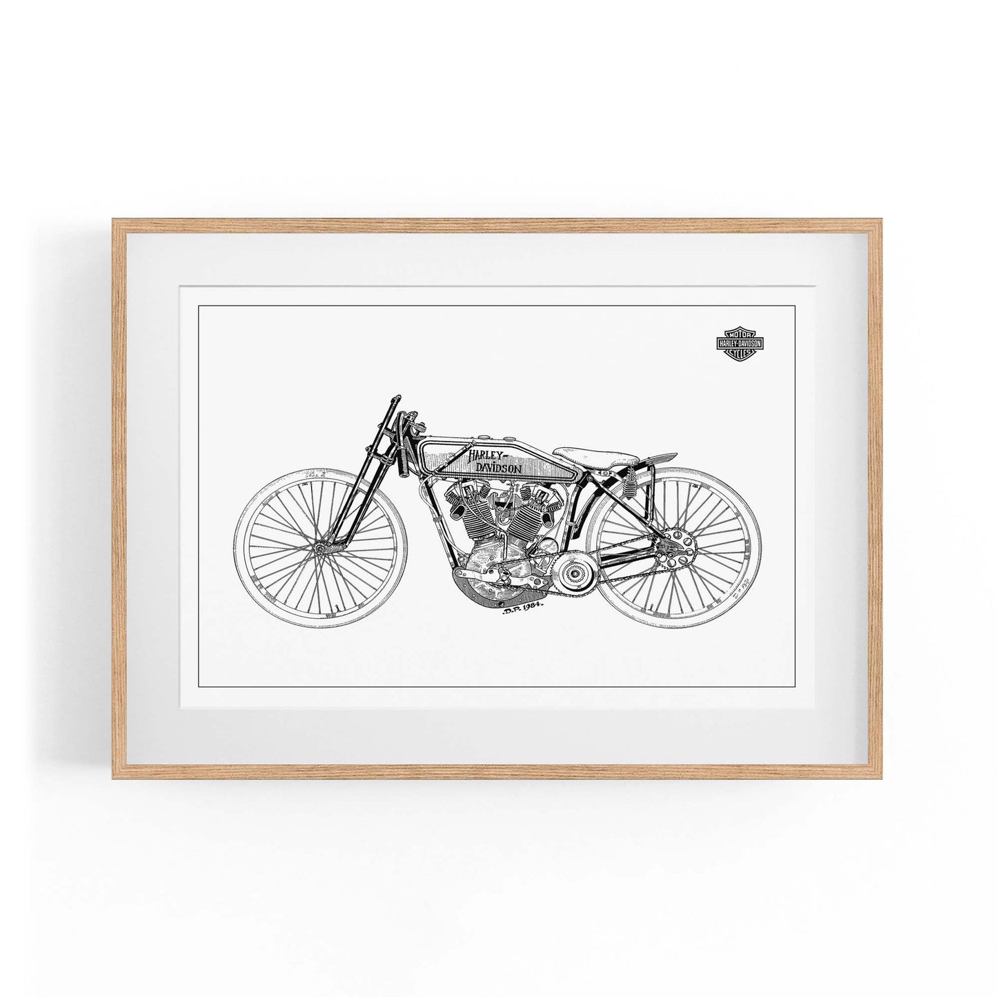 Harley Davidson Motorcycle Patent White Wall Art - The Affordable Art Company