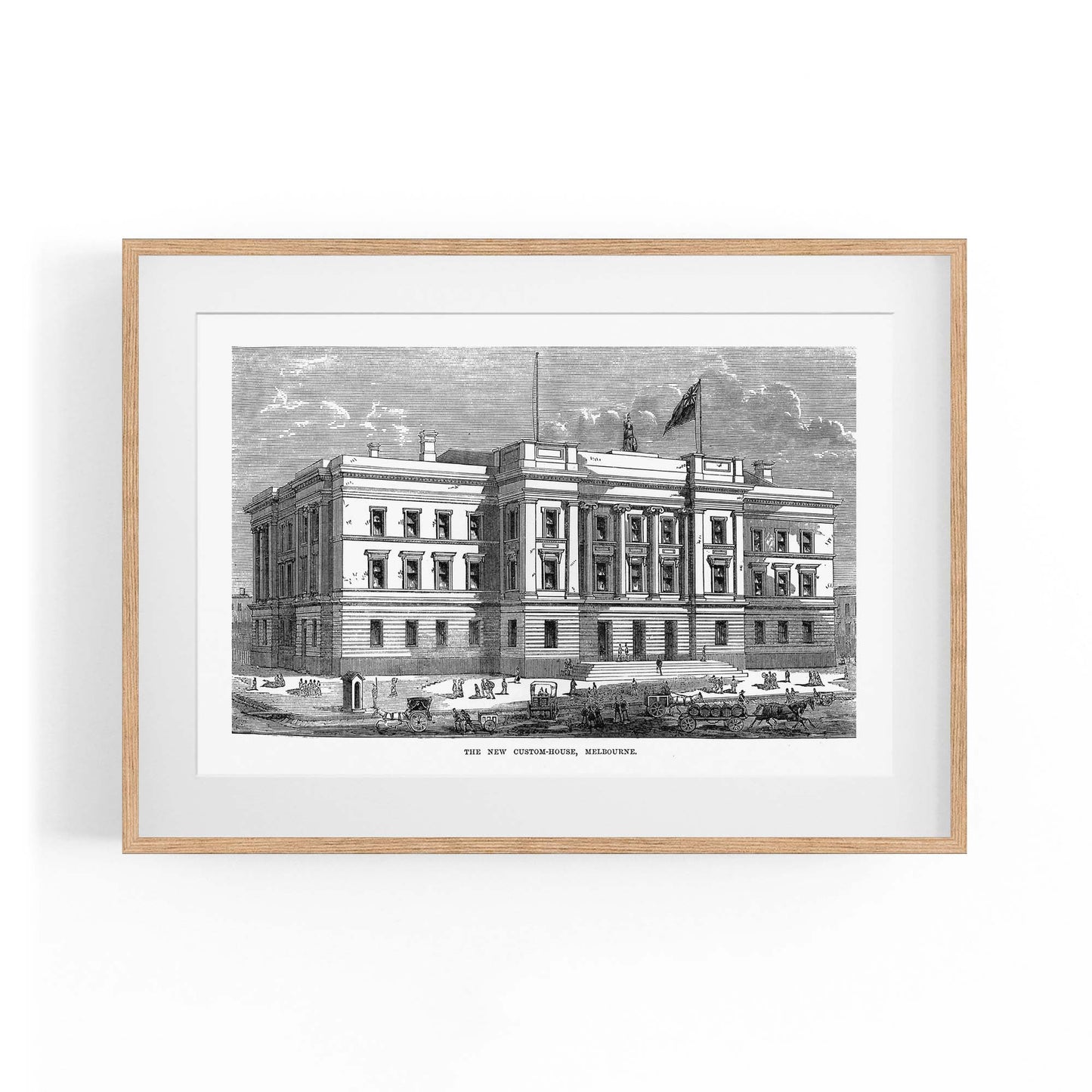 Customs House, Melbourne Vintage Drawing Wall Art - The Affordable Art Company
