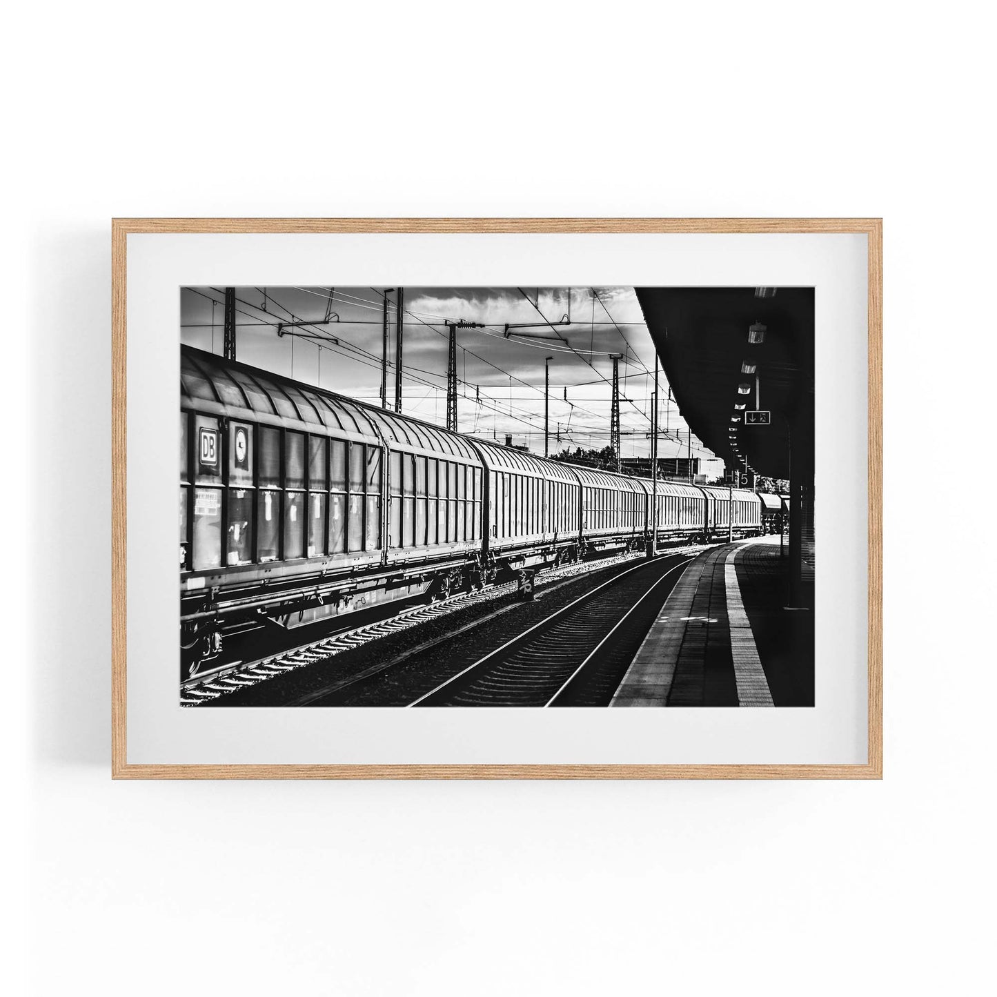 Freight Train Black and White Photograph Wall Art - The Affordable Art Company
