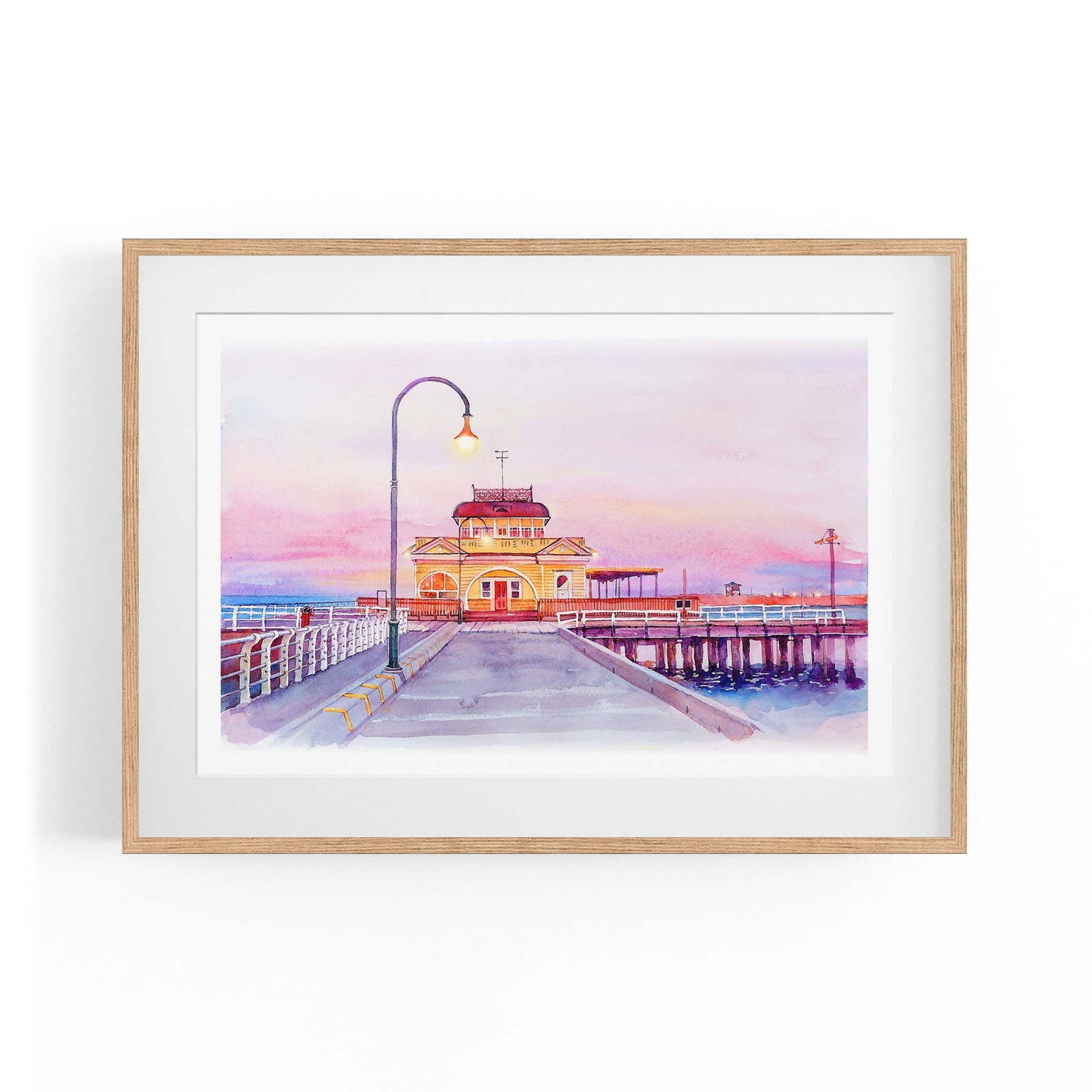 St Kilda Pier Watercolour Painting Melbourne Art - The Affordable Art Company