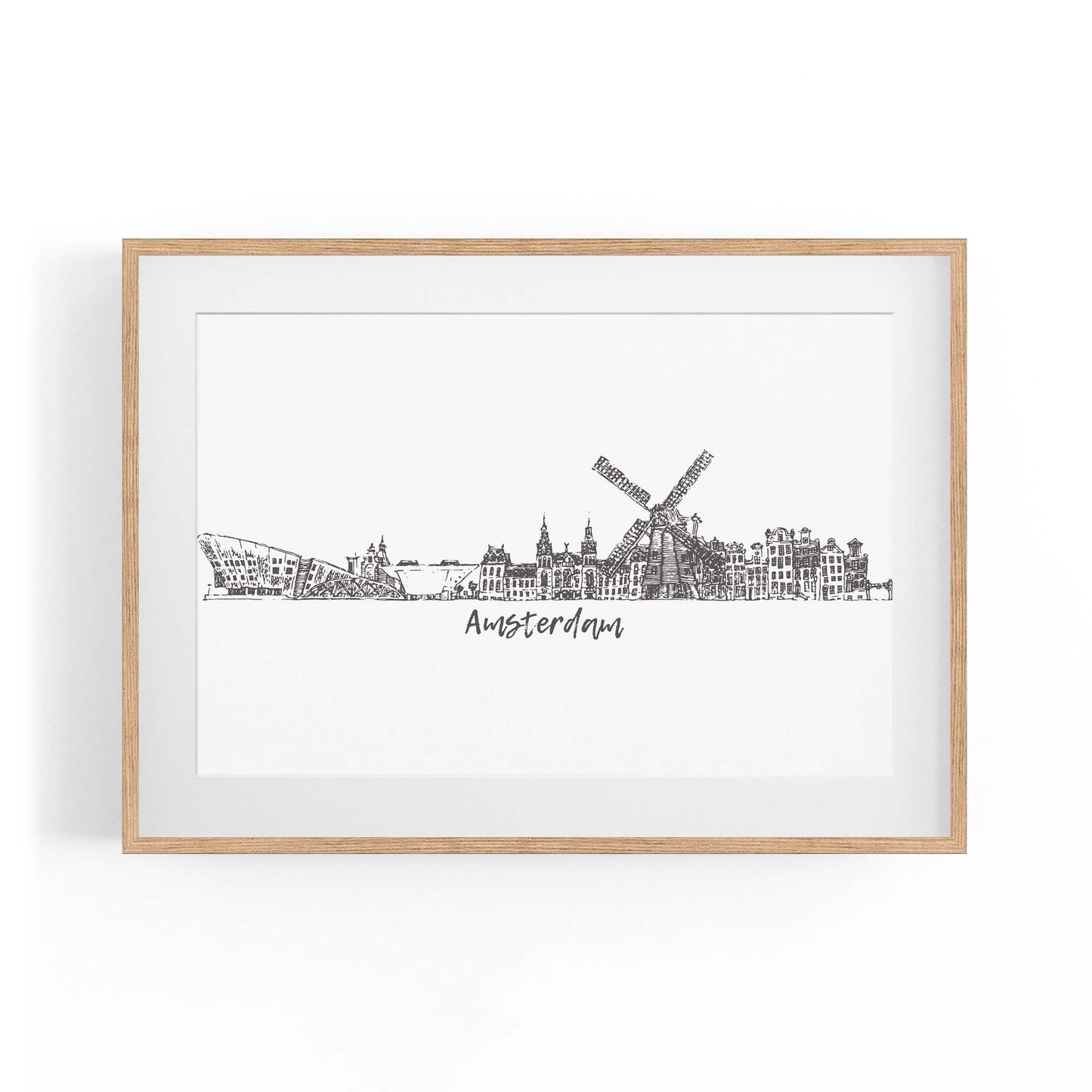 Amsterdam Drawing Travel Minimal Wall Art - The Affordable Art Company