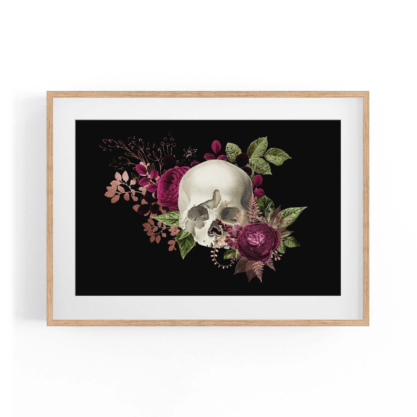Purple Floral Skull Fashion Girls Bedroom Wall Art #2 - The Affordable Art Company