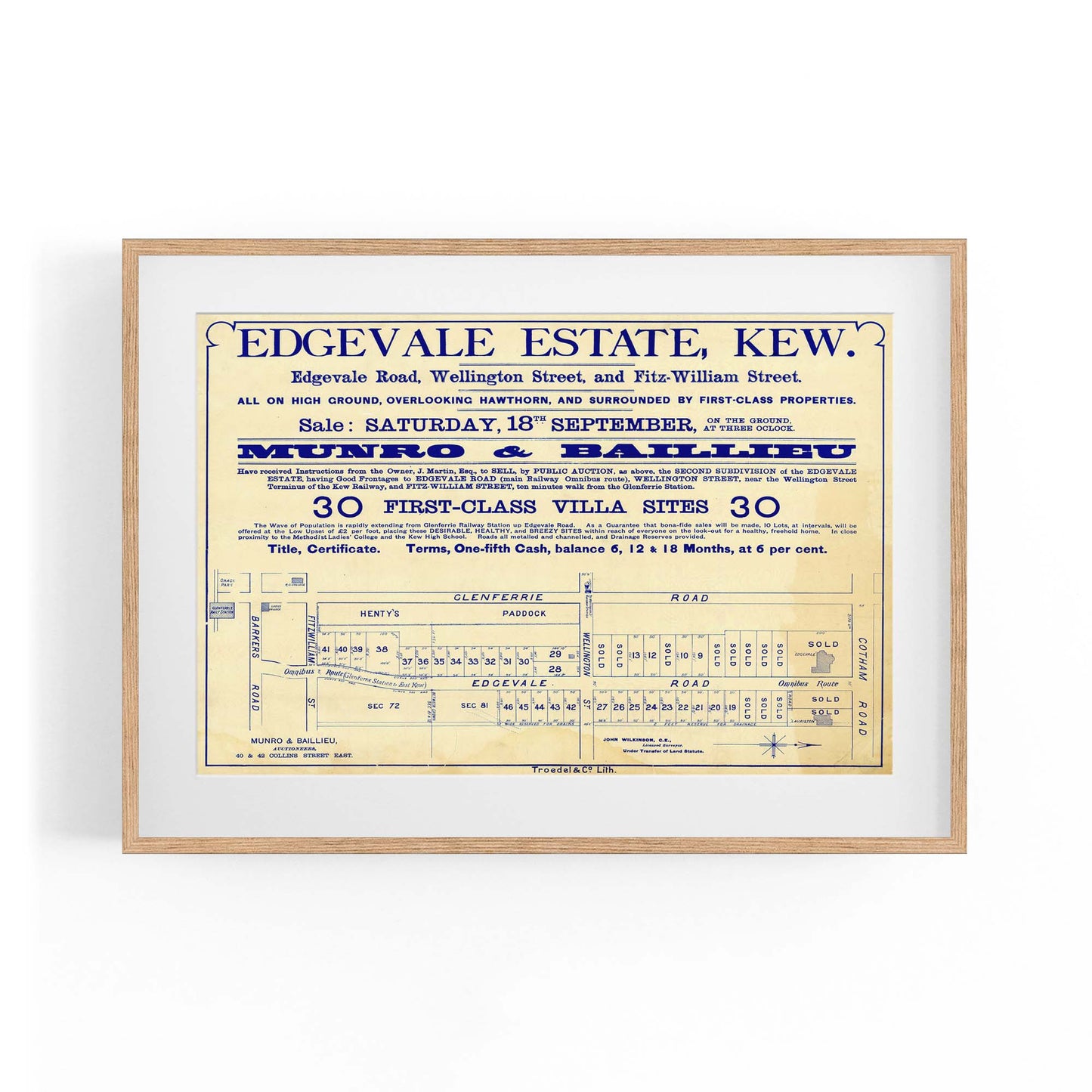 Kew Melbourne Vintage Real Estate Advert Wall Art #3 - The Affordable Art Company