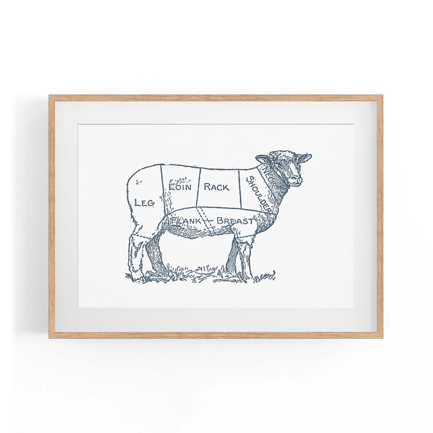 Butcher Shop Lamb Drawing Meat Wall Art - The Affordable Art Company
