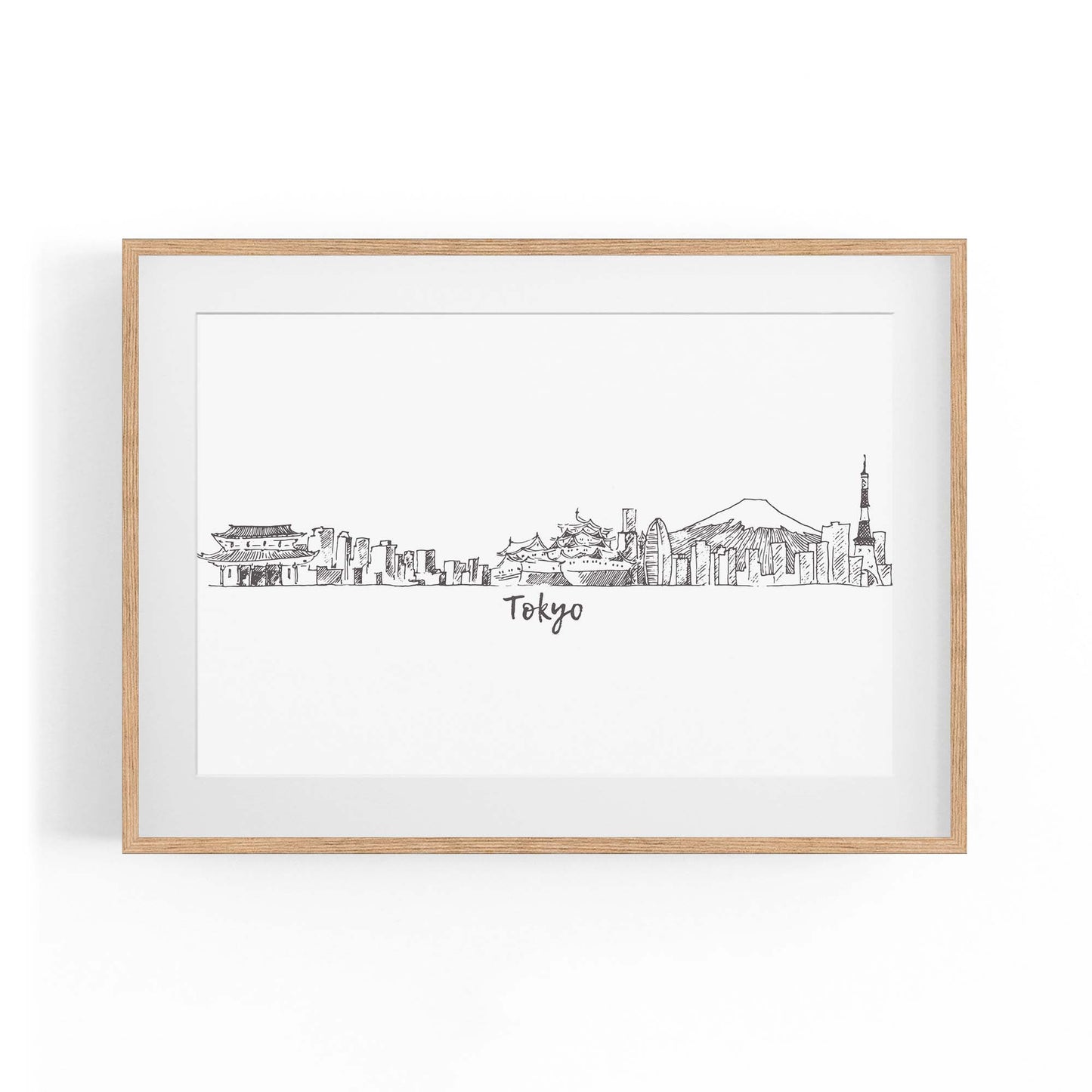 Tokyo Japan Cityscape Drawing Travel Wall Art #2 - The Affordable Art Company