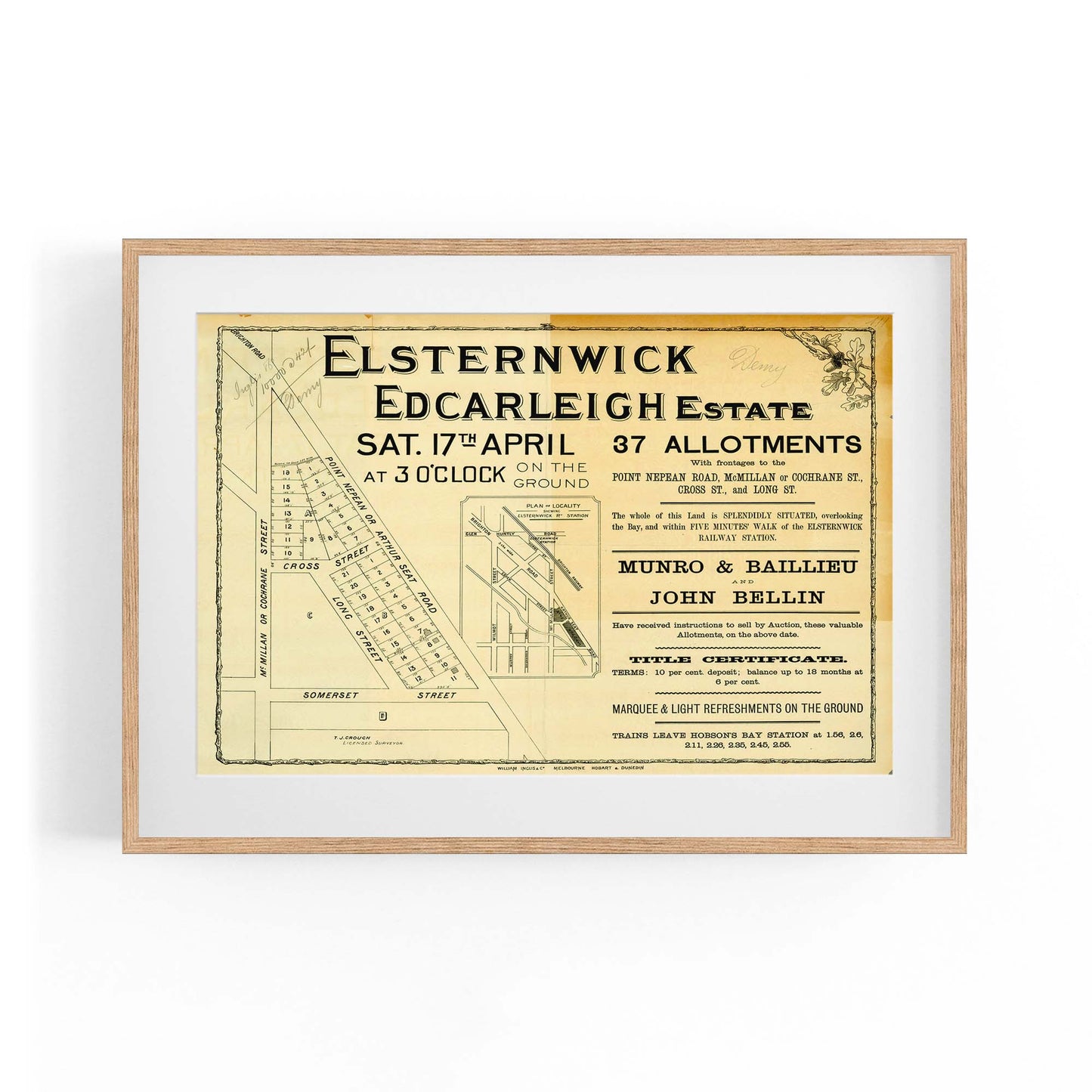 Elsternwick Melbourne Vintage Real Estate Advert Art - The Affordable Art Company