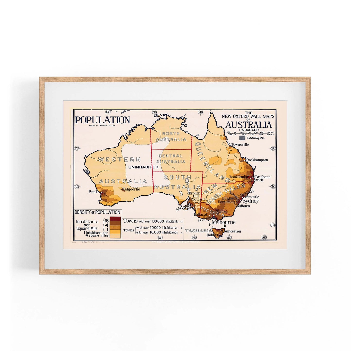 Australian Vintage Map Population Wall Art - The Affordable Art Company