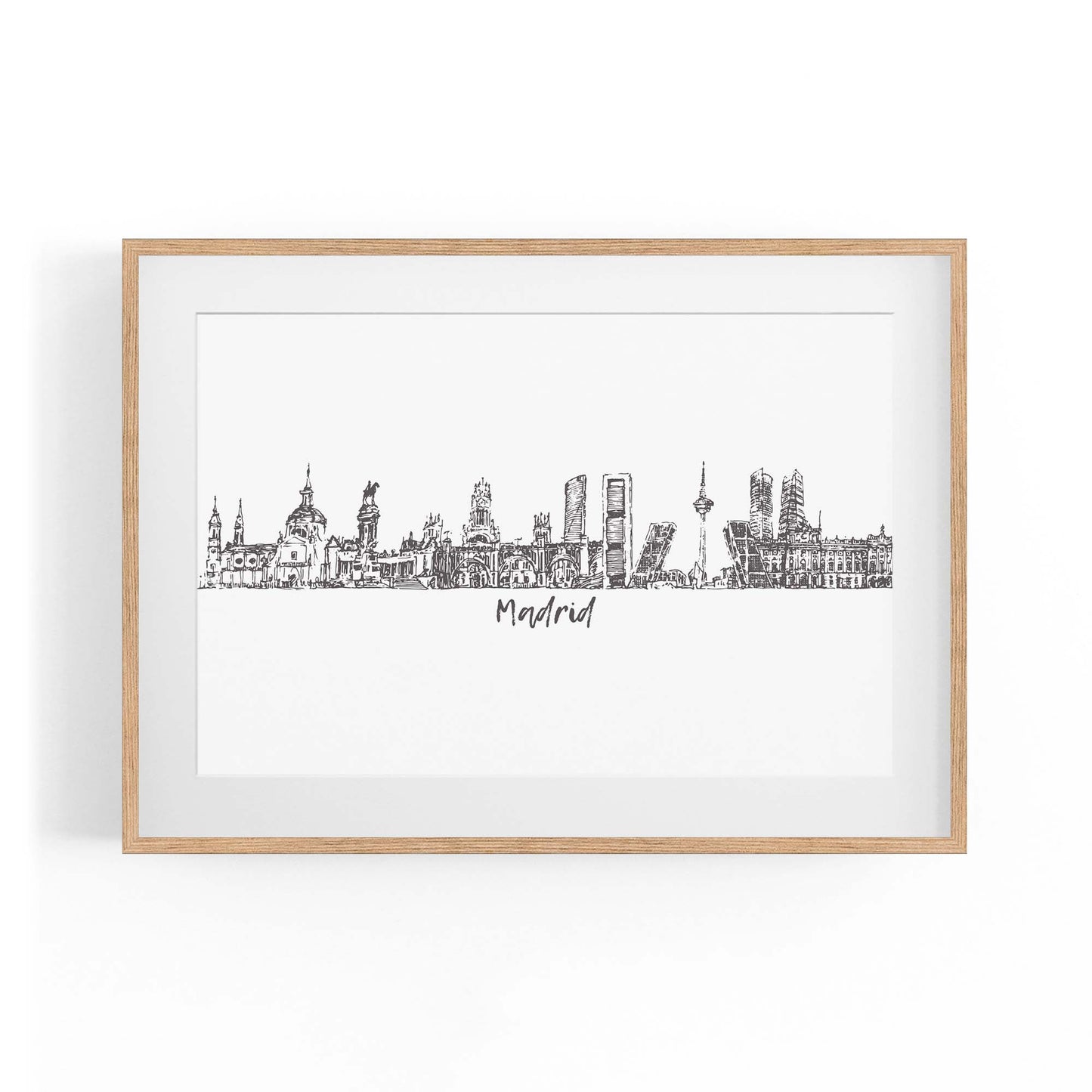 Madrid Spain Cityscape Drawing Travel Wall Art - The Affordable Art Company