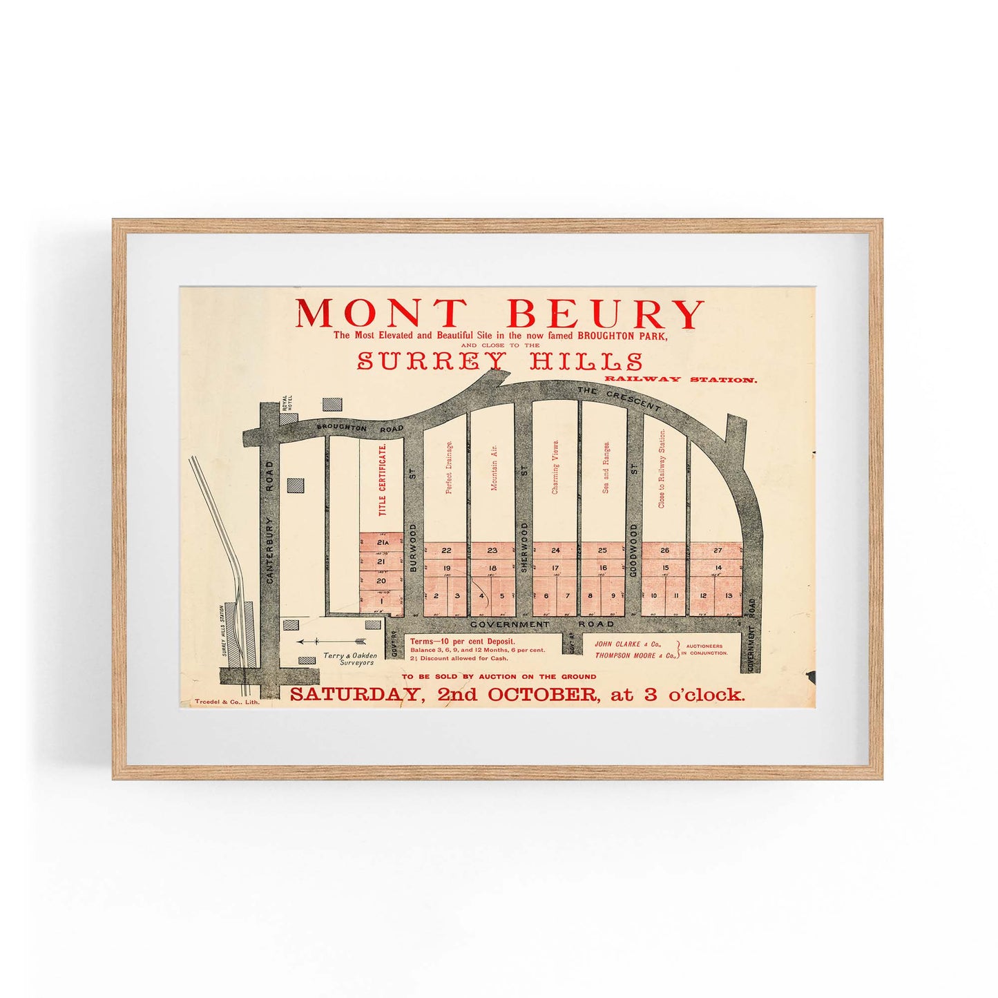 Surrey Hills Melbourne Vintage Real Estate Wall Art #2 - The Affordable Art Company