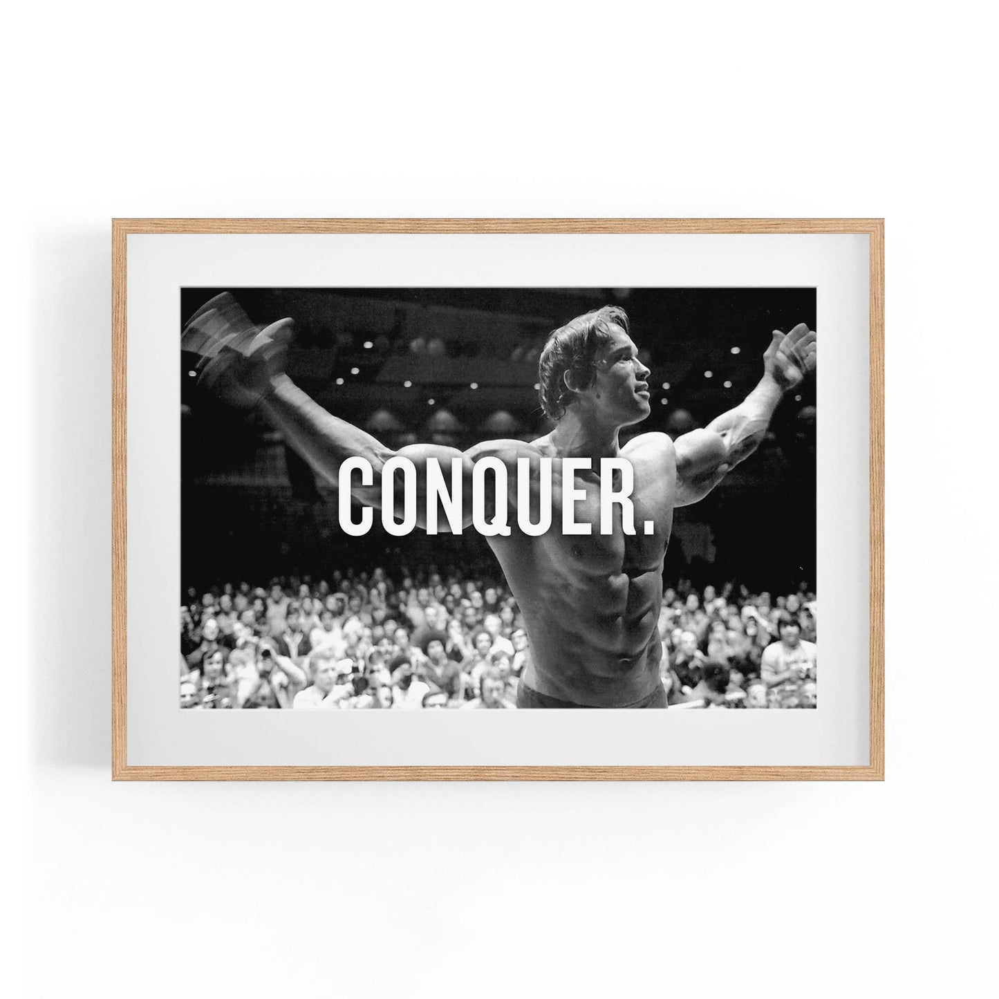 Arnold "Conquer" Fitness Gym Motivational Wall Art - The Affordable Art Company