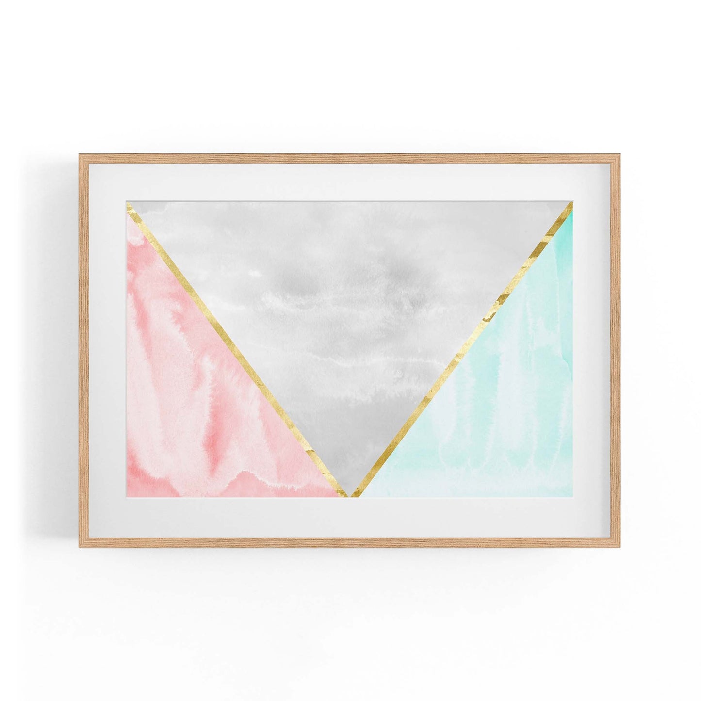 Abstract Pink and Blue Geometric Minimal Wall Art - The Affordable Art Company